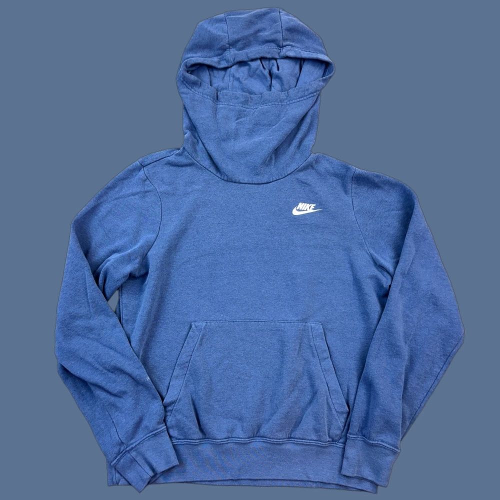 Nike Nike Sportswear Hoodie Women Small Blue Pullover Swoosh Logo Fold Neck? Size S / US 4 / IT 40 - 1 Thumbnail