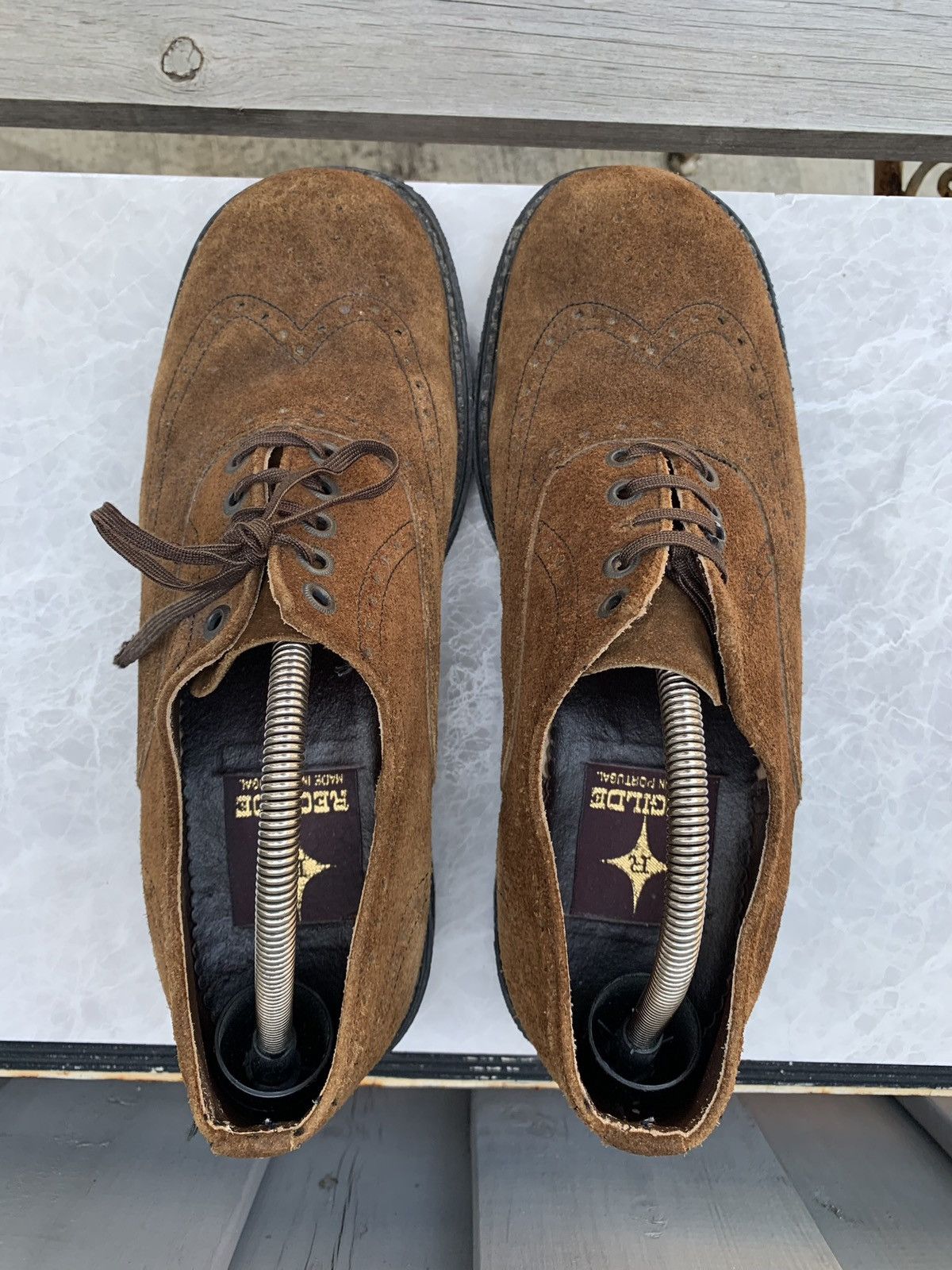 Dr. Martens × Other × Vintage 1970s Suede Brogues Vintage Square Toe Boots Heel Derby 10 Size US 9.5 / EU 42-43 - 3 Thumbnail