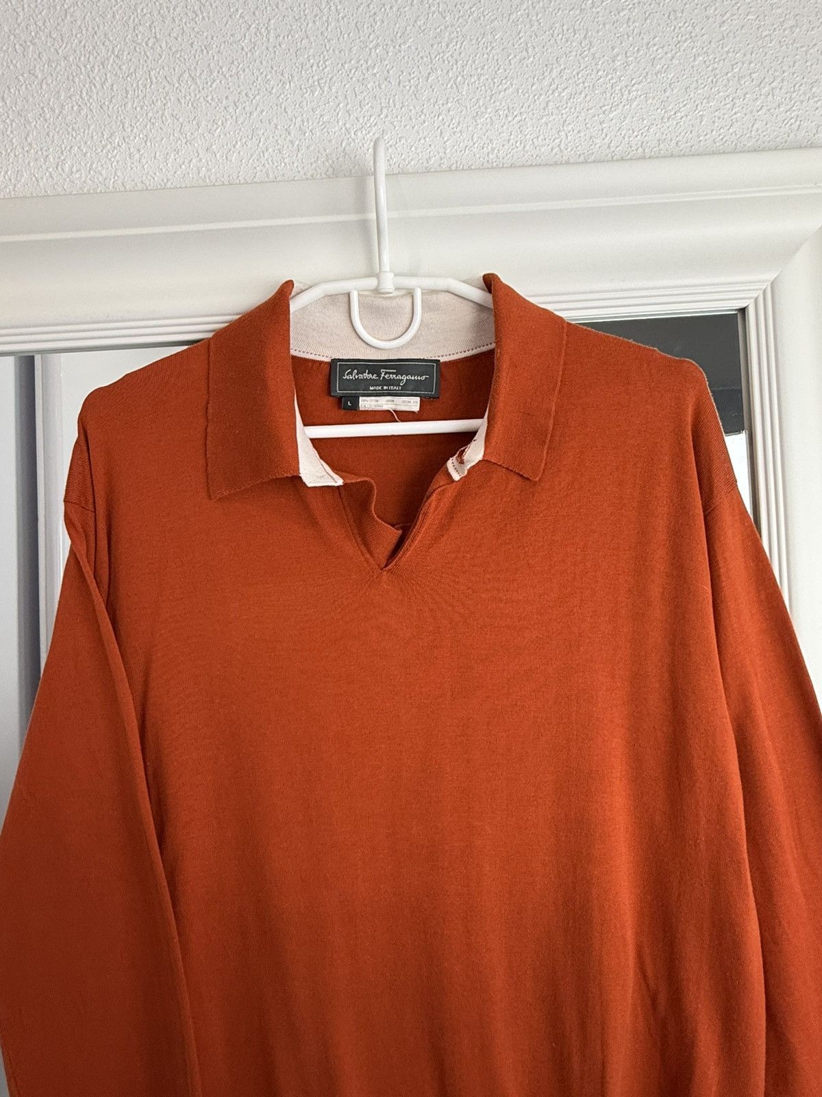 Salvatore Ferragamo Salvatore Ferragamo Sweater Pullover LongSleeve Polo Size: L Size US L / EU 52-54 / 3 - 3 Thumbnail
