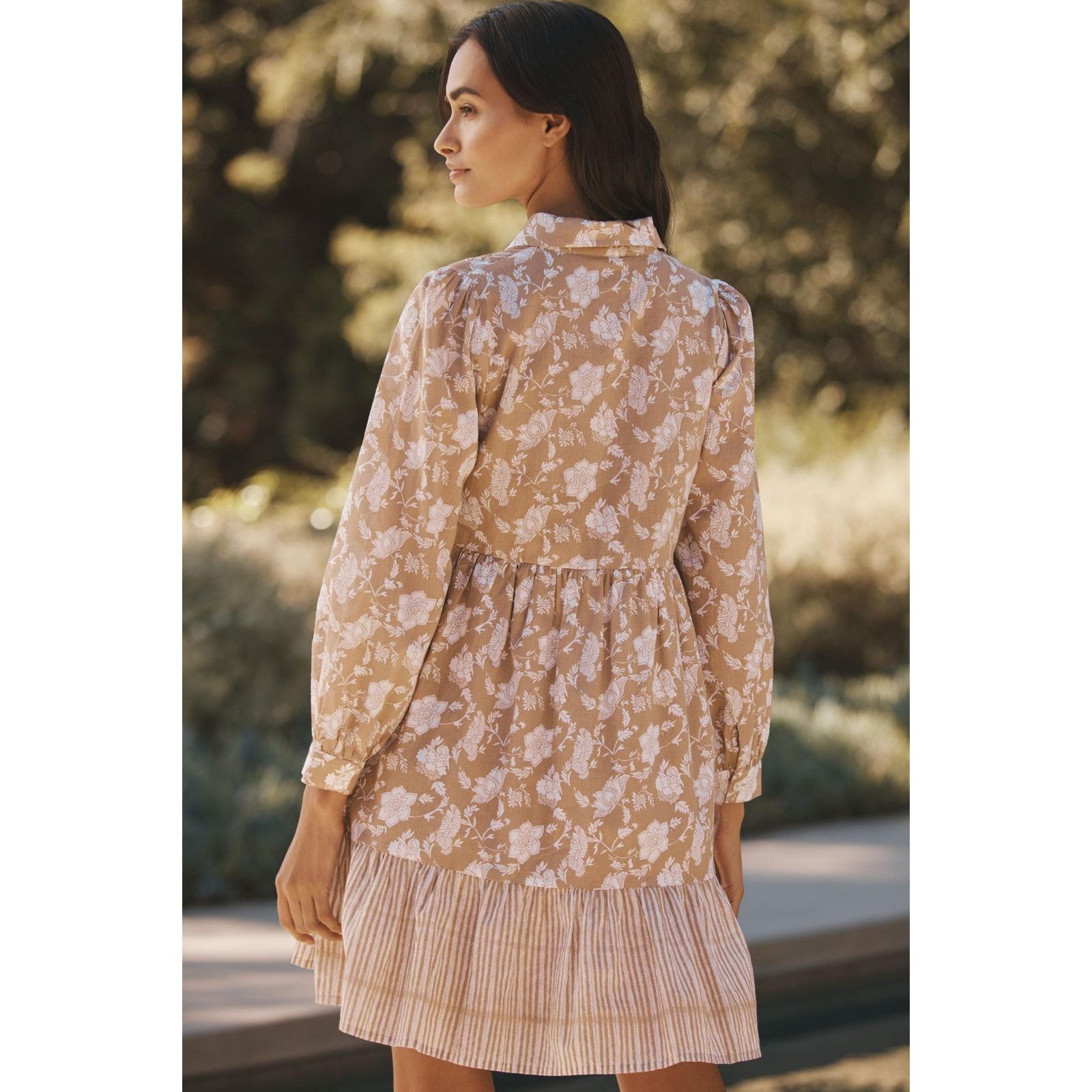Anthropologie NWT Ro's Garden Romy Mini Dress $200 LARGE Brown Floral Size L / US 10 / IT 46 - 3 Thumbnail