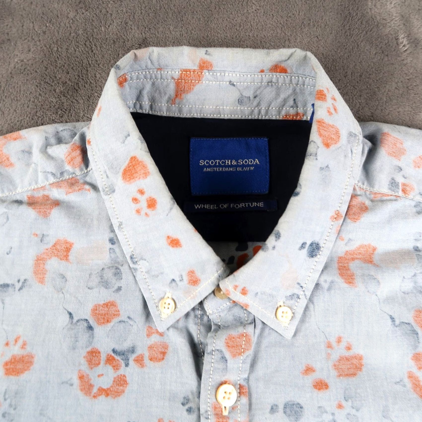 Scotch & Soda Scotch & Soda Amsterdams Floral Button-Down Shirt Mens L Blue Wheel of Fortune Size US L / EU 52-54 / 3 - 3 Thumbnail