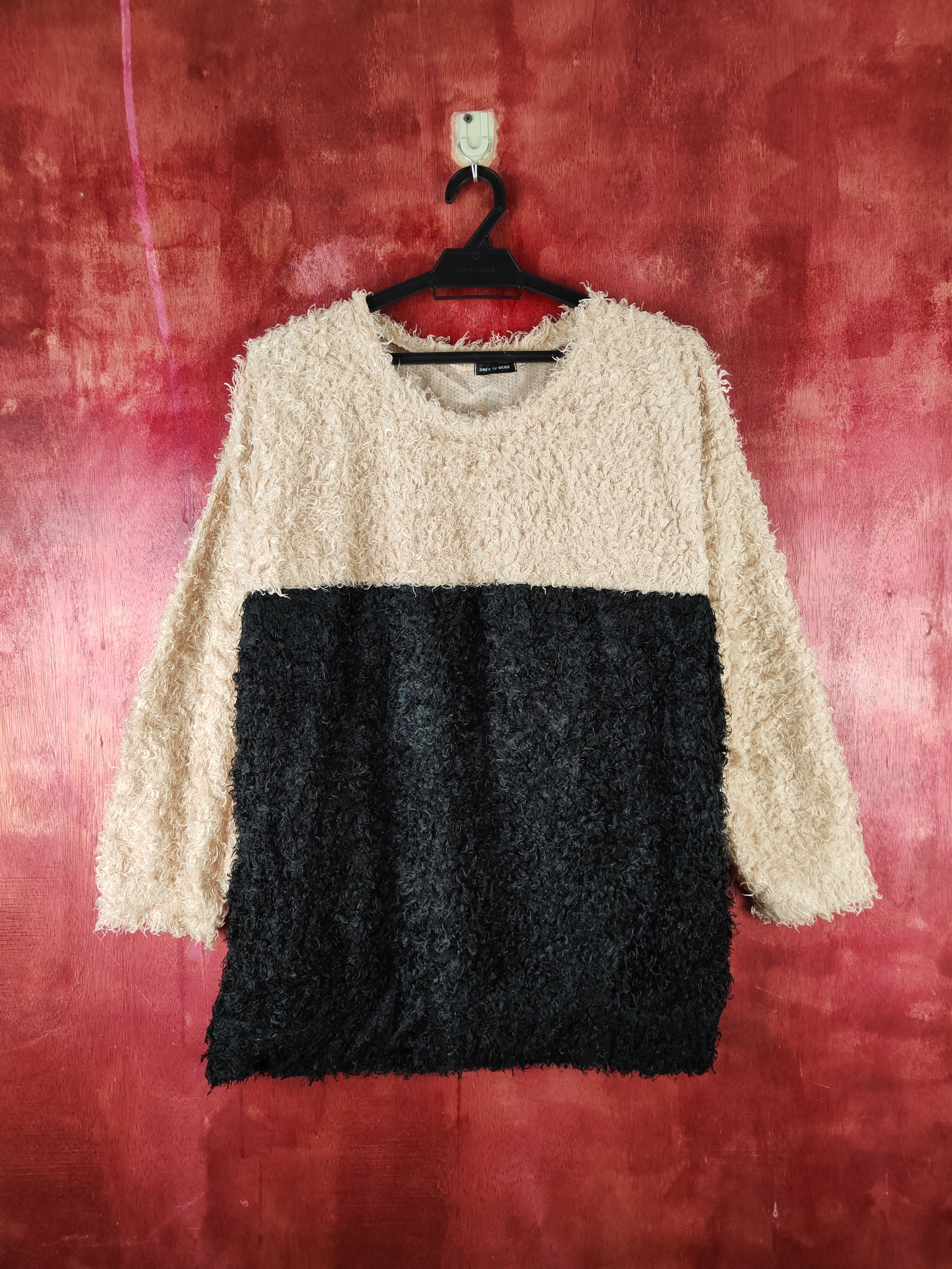 image of Vintage Drea My Minx Black Brown Fur Mohair Knitwear S2187, Women's (Size Large)