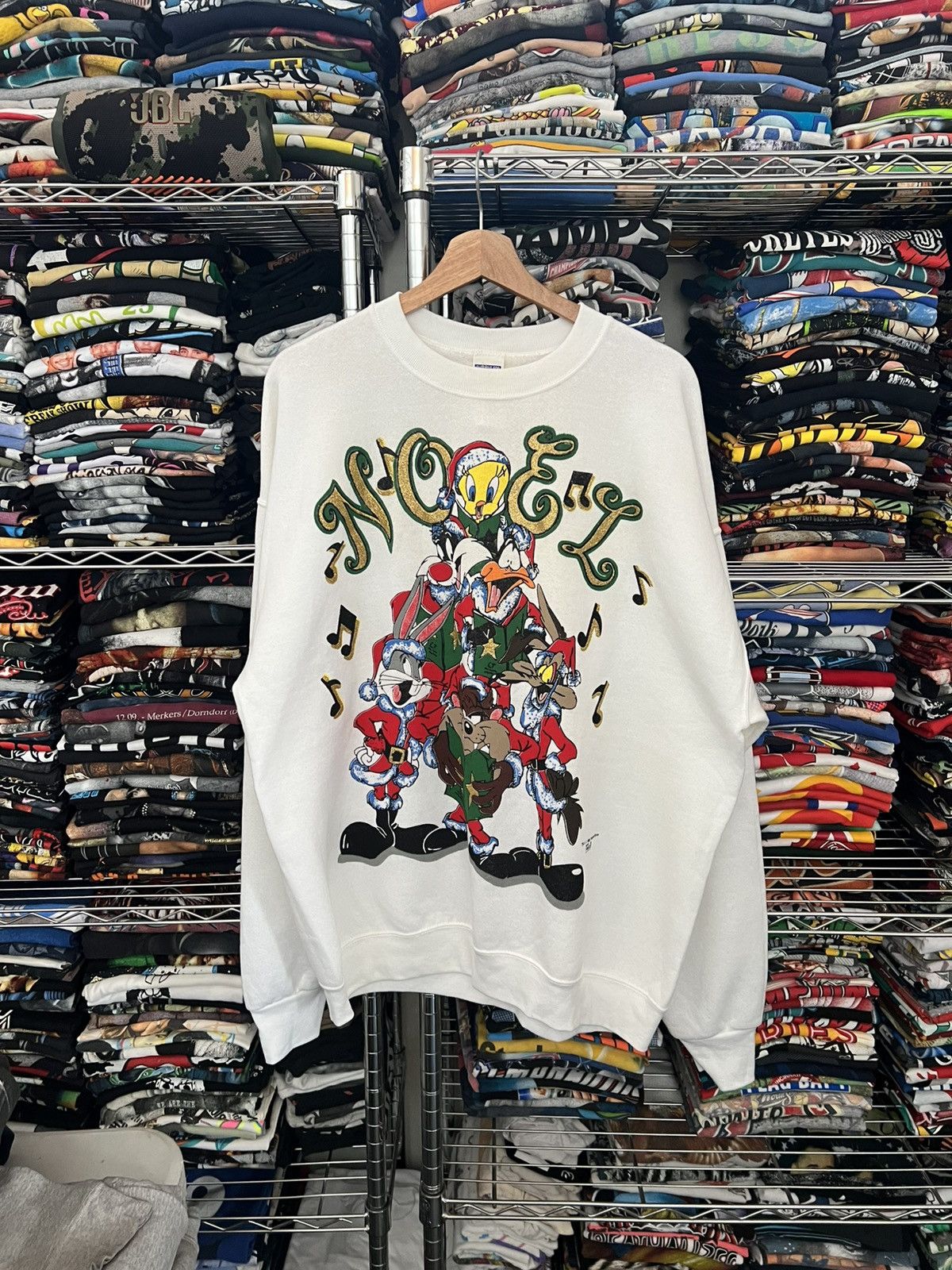 Warner Bros 1995 Looney Tunes Noel Christmas Freeze Crewneck Size US XL / EU 56 / 4 - 1 Thumbnail