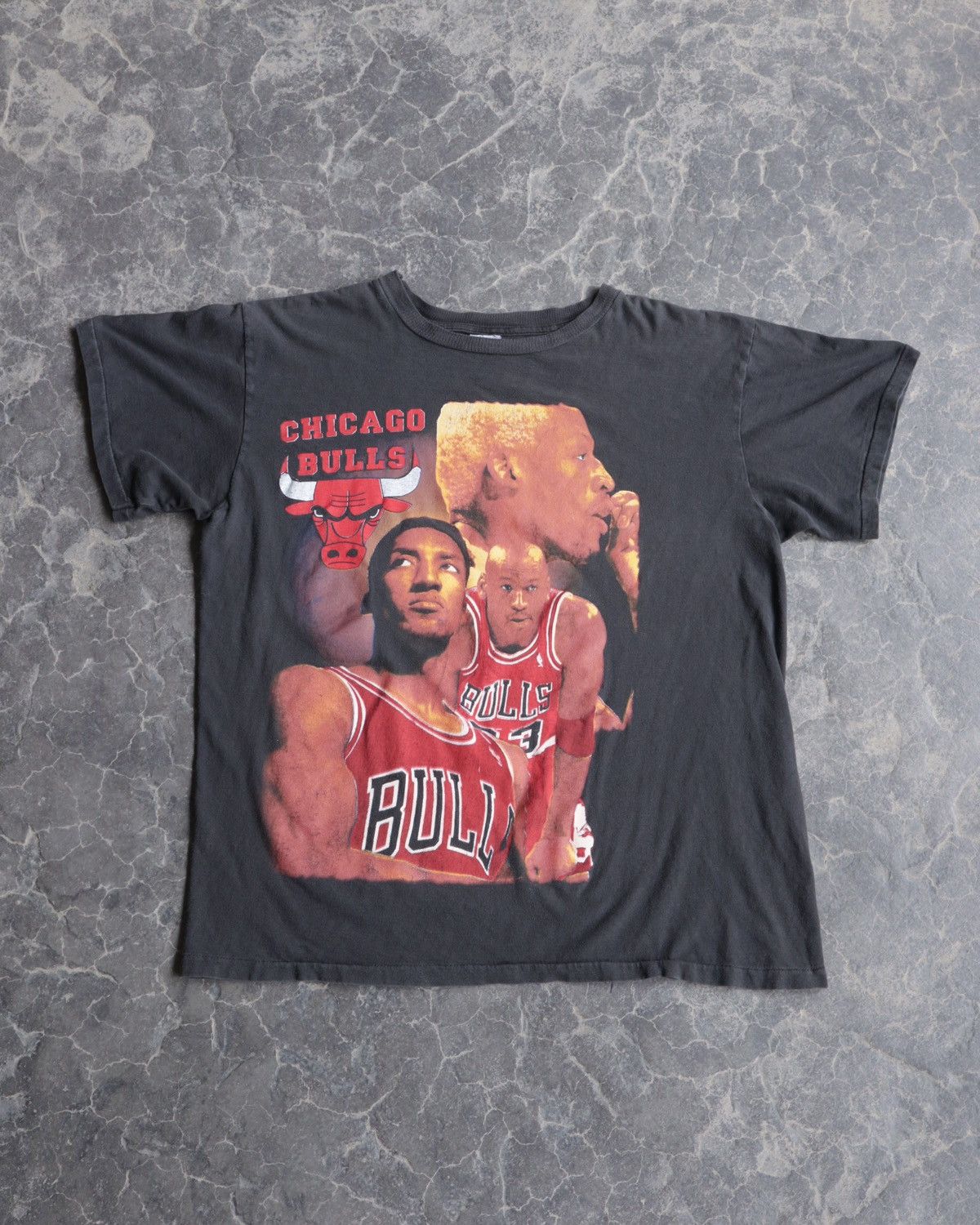 Rap Tees Vintage 1990s 90s Chicago Bulls Rodman Black Rap Tee Shirt Size US L / EU 52-54 / 3 - 1 Thumbnail