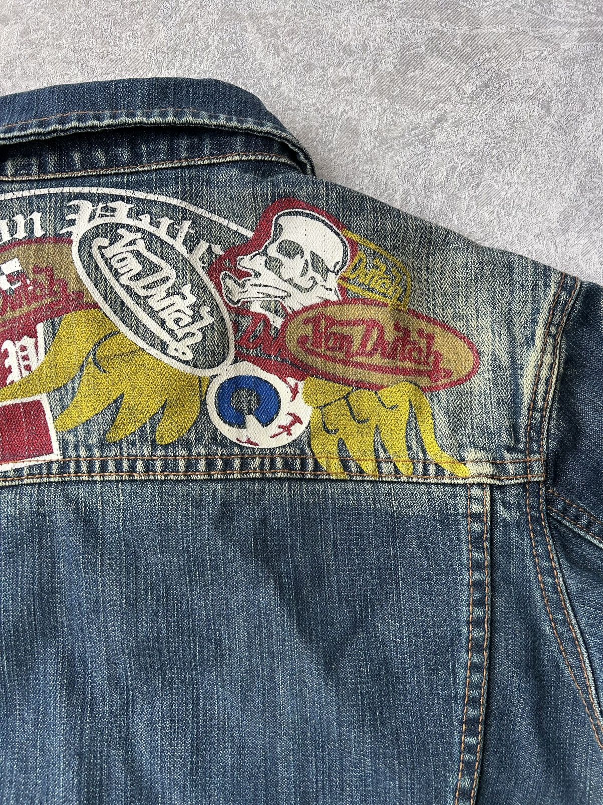 Von Dutch 00s Von Dutch Tattoo Distressed Denim Button Jacket Y2K Size S / US 4 / IT 40 - 9 Thumbnail