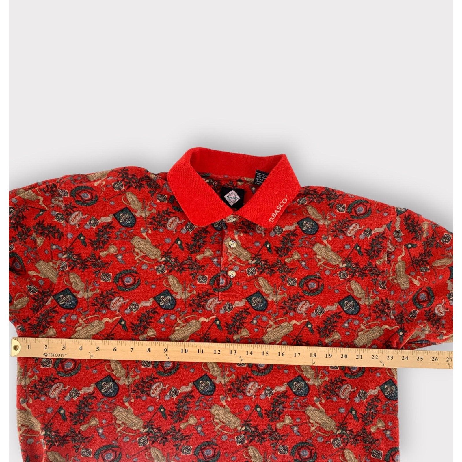 Tabasco Vintage Tabasco Golf Polo Shirt Red All Over Print XL Size US XL / EU 56 / 4 - 10 Thumbnail