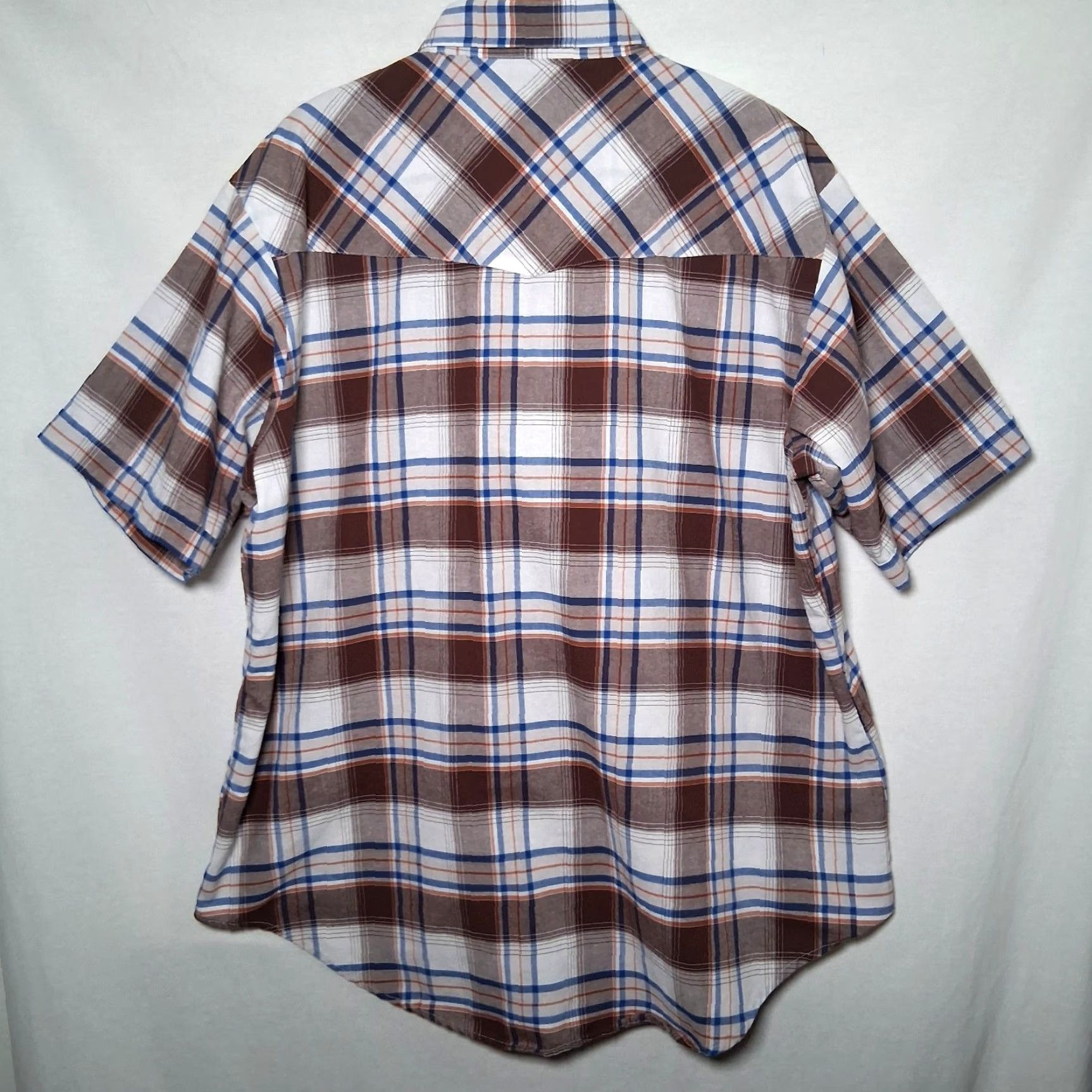 Vintage Ely Cattleman Shirt Men 2XL Plaid Brown Blue Pearl Snap Western Workwear Button-Up Pocket Short Sleeve Casual Ranchwear Size US XXL / EU 58 / 5 - 3 Thumbnail