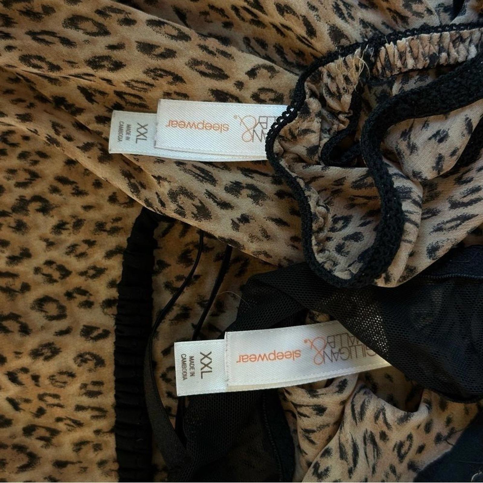 Designer Leopard Print Babydoll Nightie with Bow Thong Size ONE SIZE - 6 Thumbnail