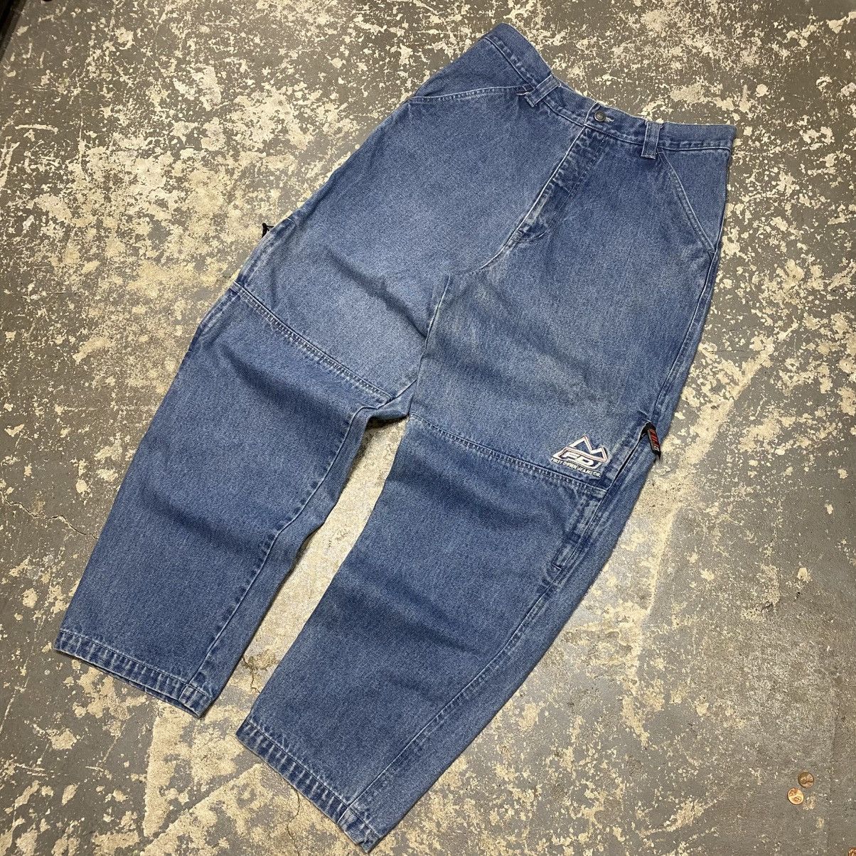 JNCO × Vintage Vintage First Down Denim Big Pocket Y2K Embroidered Baggy Pa Size US 35 - 2 Thumbnail