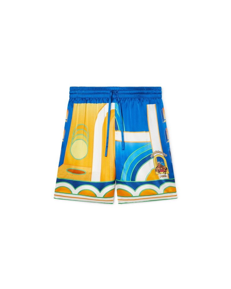 Casablanca o1mle0326 Drawstring Silk Shorts Paysage in Multicolor Size US 28 / EU 44 - 1 Thumbnail