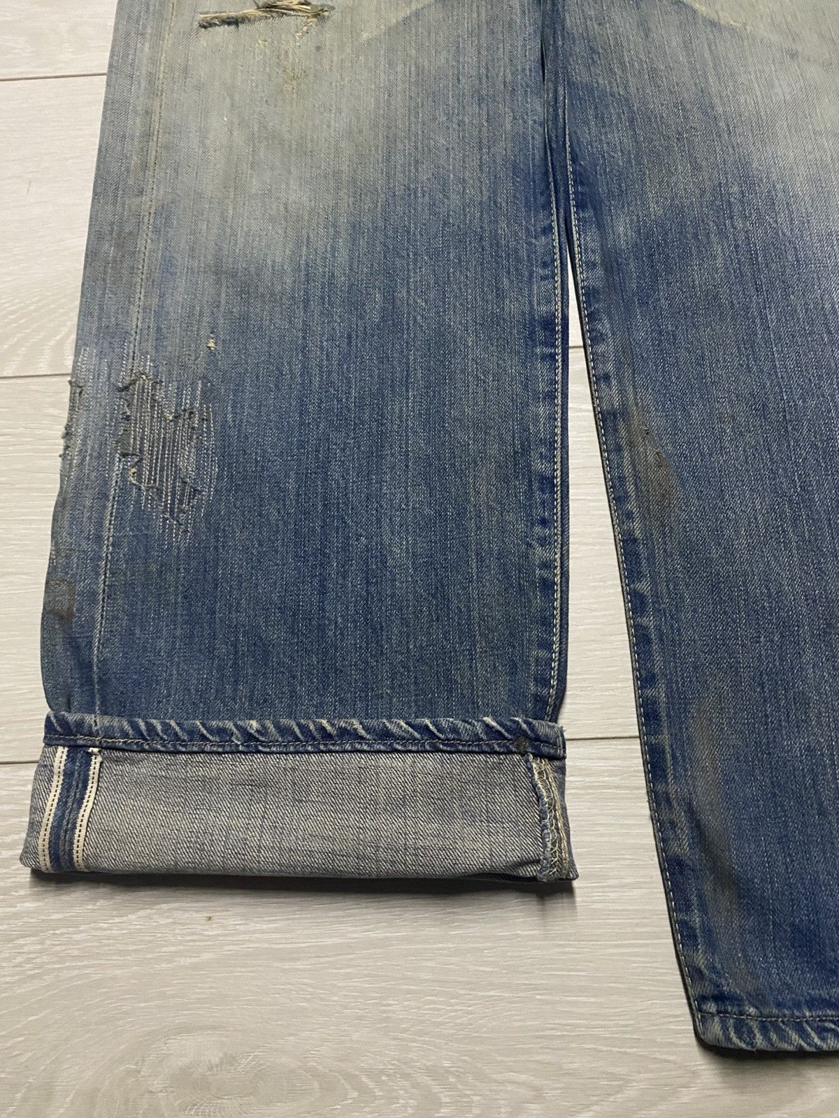 Evisu Crazy Vintage Evis 90s Heavy repaired Distressed Baggy Jeans Size US 33 - 7 Thumbnail