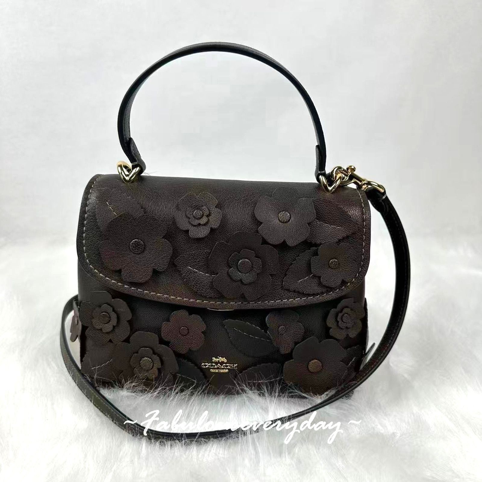 Coach Coach Emory Top Handle Floral Applique In leather/Gold/Maple Size ONE SIZE - 1 Thumbnail