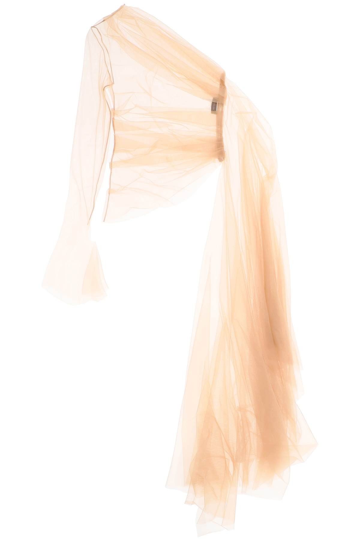image of Mugler One-Shoulder Tulle in Tan, Women's (Size Medium)