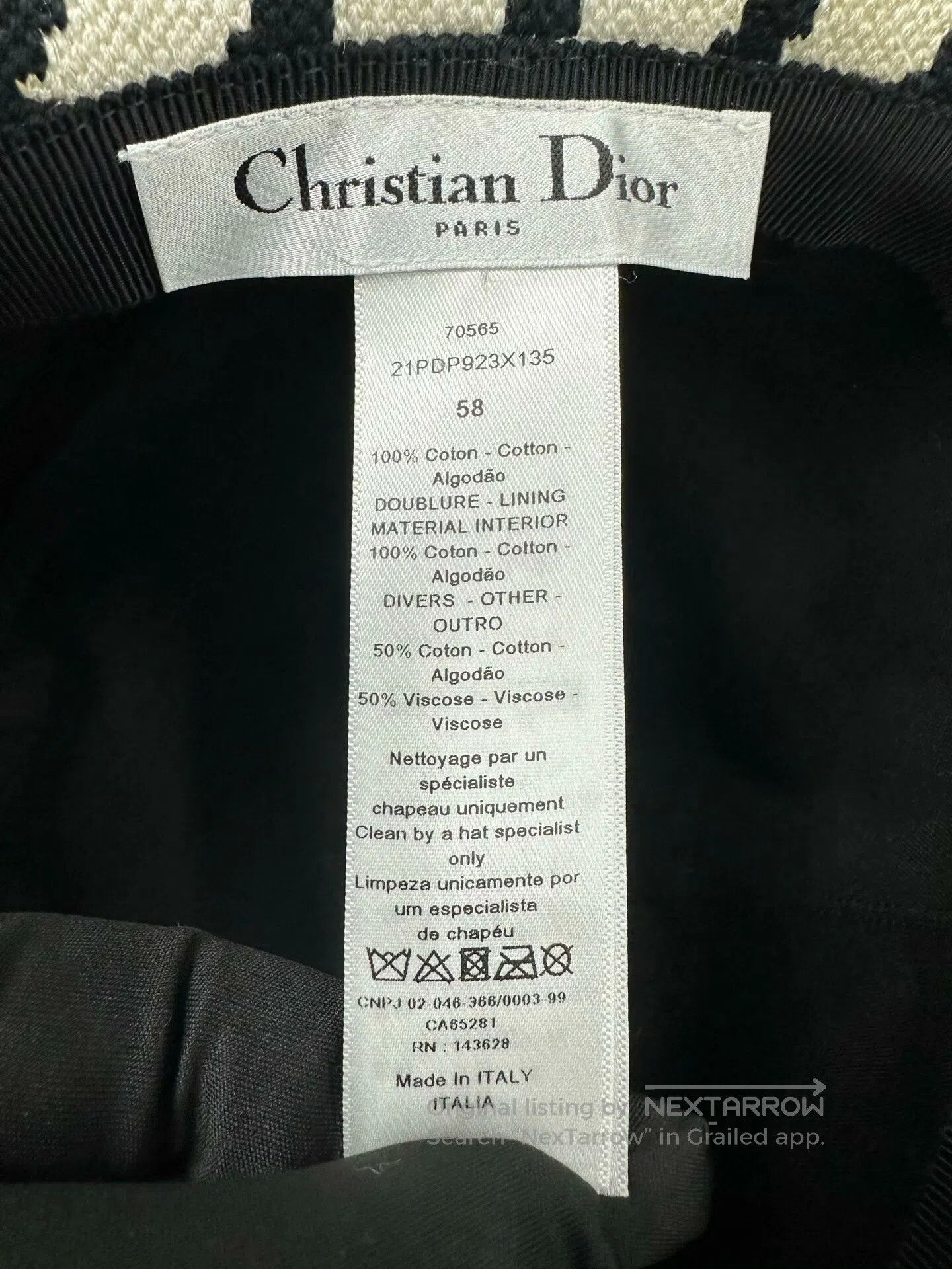 Dior Dior size 58 Black and White Plaid Bird Check Embroidered Size ONE SIZE - 5 Thumbnail