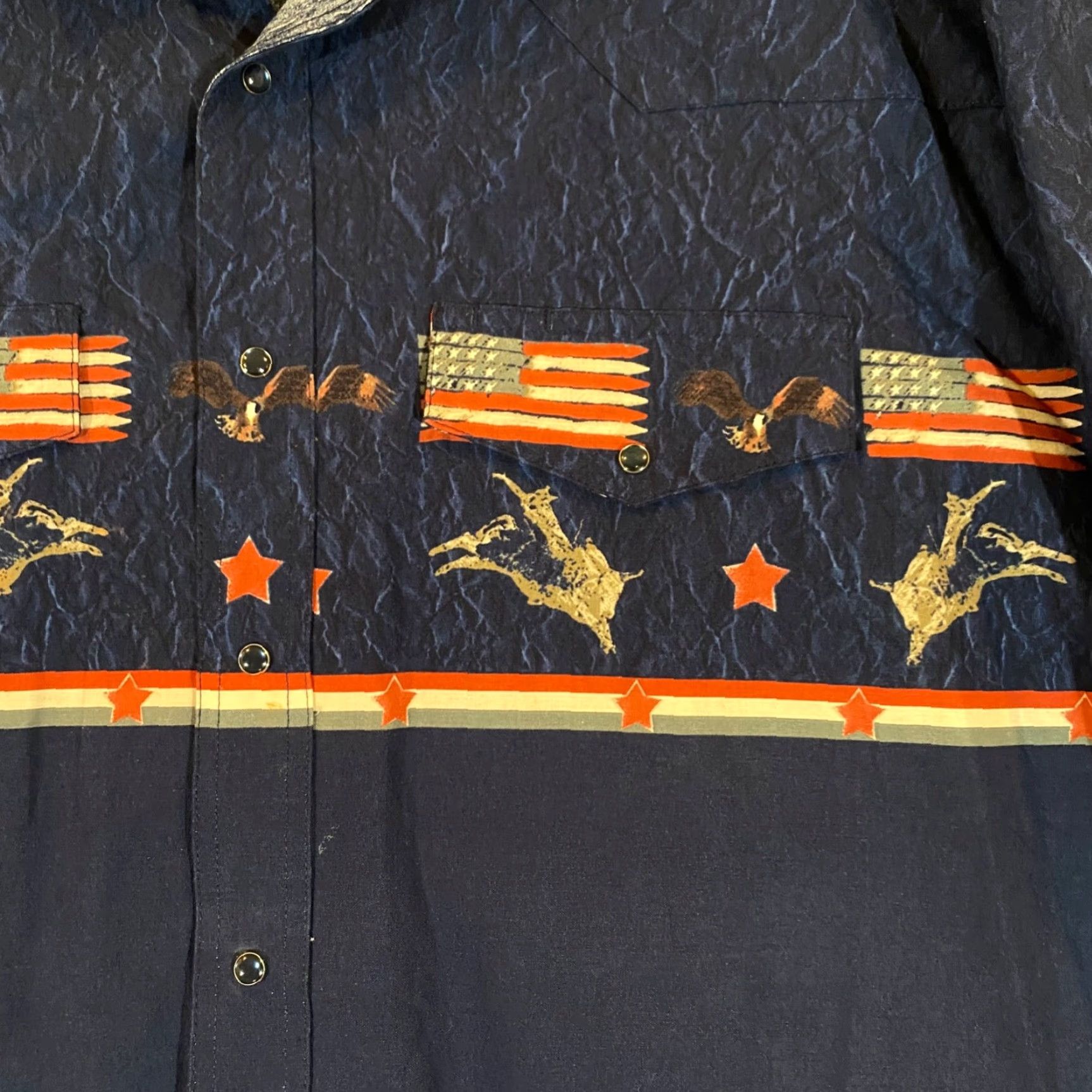 Wrangler VINTAGE Wrangler Shirt Mens 2XL Eagle USA Pearl Snap Up Cowboy Rodeo Western Size US XXL / EU 58 / 5 - 3 Thumbnail