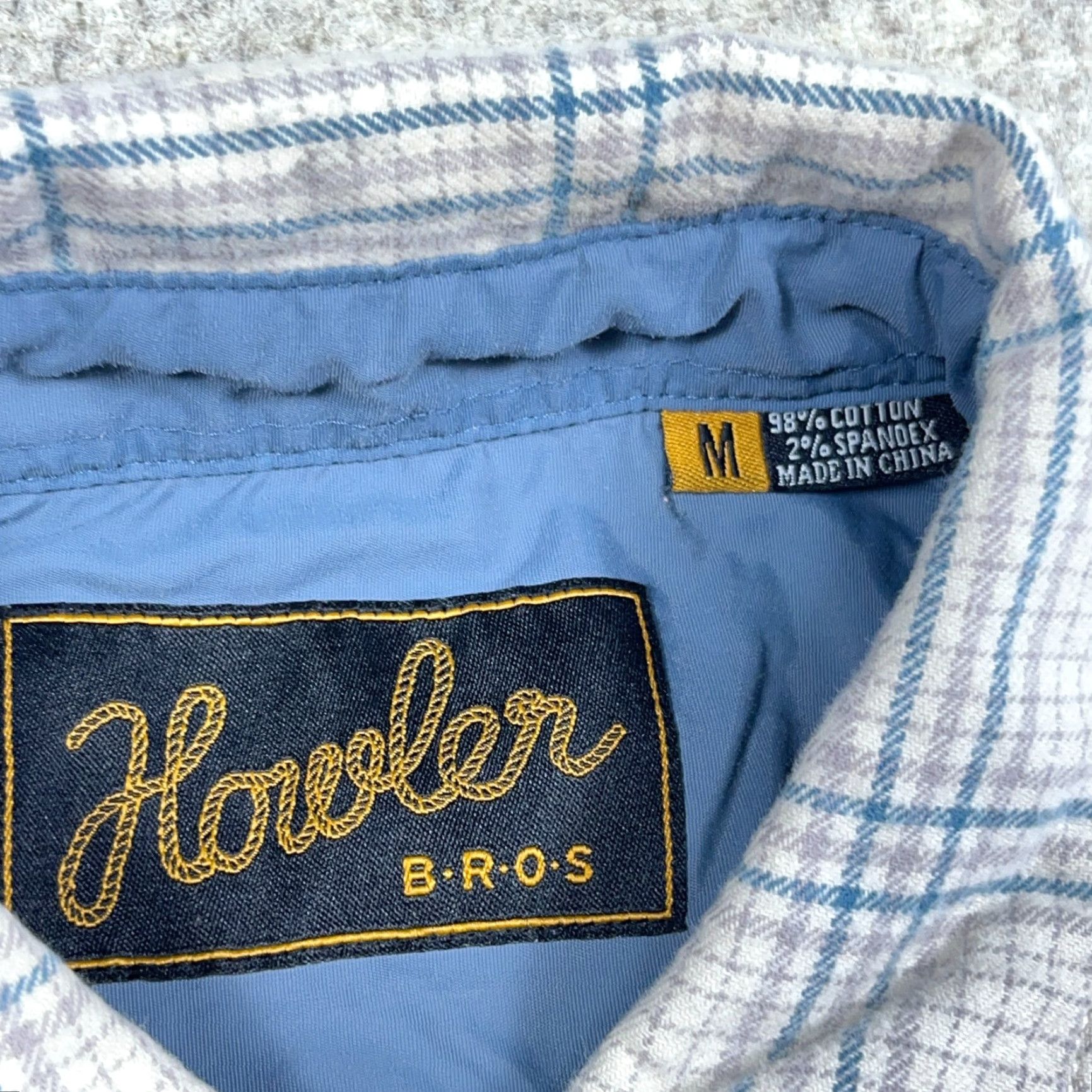 Howler Brothers VINTAGE Howler Bros Flannel Shirt Men Medium Tan Blue Plaid Snap Button Hiking Camp Size US M / EU 48-50 / 2 - 3 Thumbnail