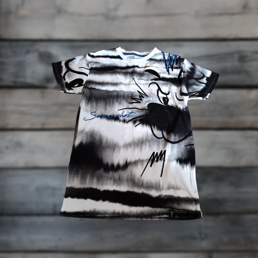Vintage SCREENSHOT Hip Hop NYC Tee T Shirt Urban Streetwear White Black Tie Dye Cat Face Size US M / EU 48-50 / 2 - 1 Thumbnail