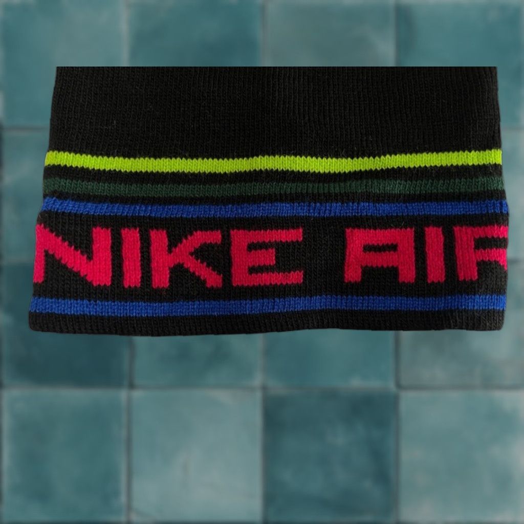 Nike VINTAGE Nike Air Skull Cap Beanie Winter Hat OSFM Unisex Adults Black 90s Deadstock NWOT NOS Striped 90s theme Girls Mens Boys Size ONE SIZE - 1 Thumbnail