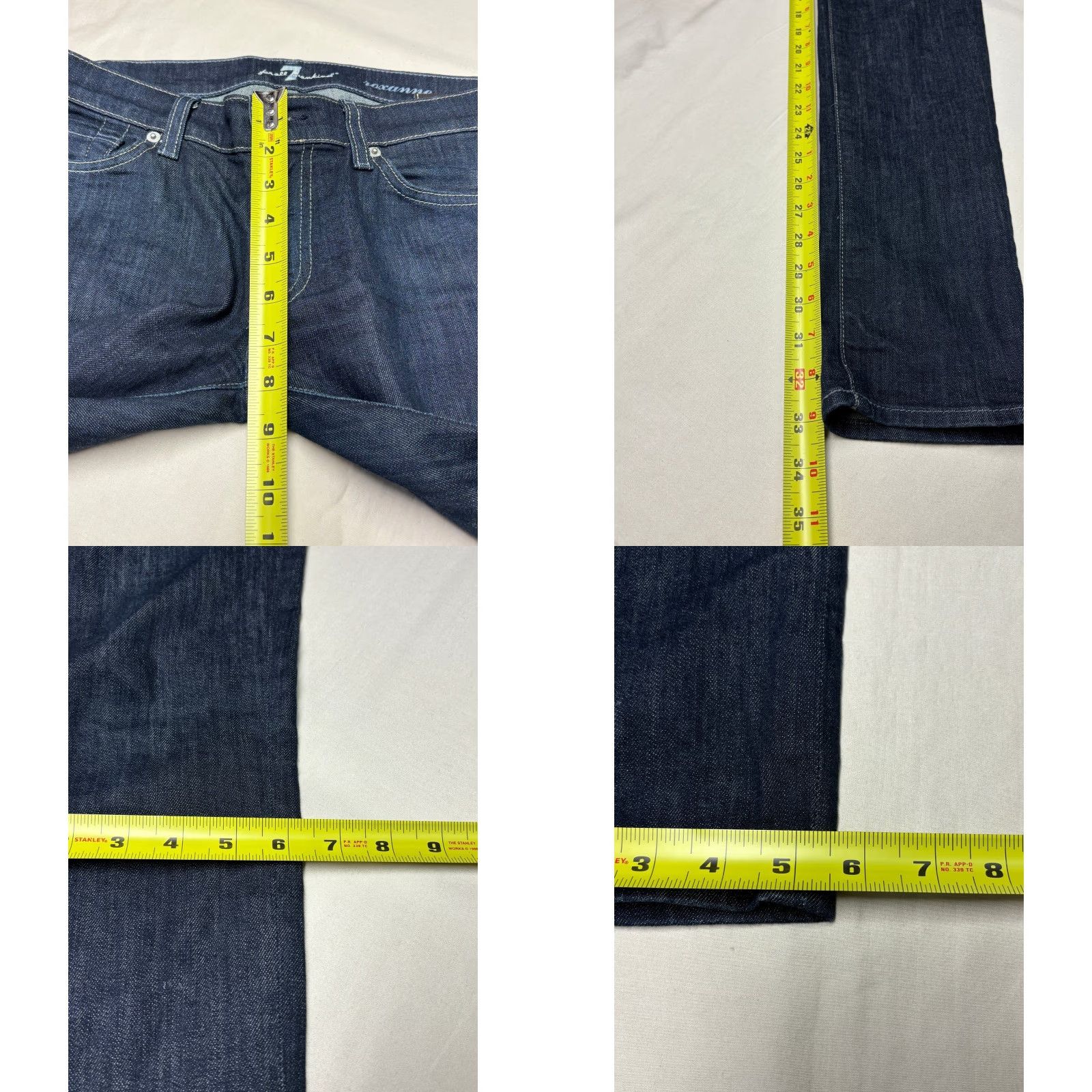7 For All Mankind 7 For All Mankind Roxanne Slim Fit Jeans Womens 27X33 Indigo Dark Wash Stretch Denim 5-Pocket Modern Slim Size 27" / US 4 / IT 40 - 9 Thumbnail