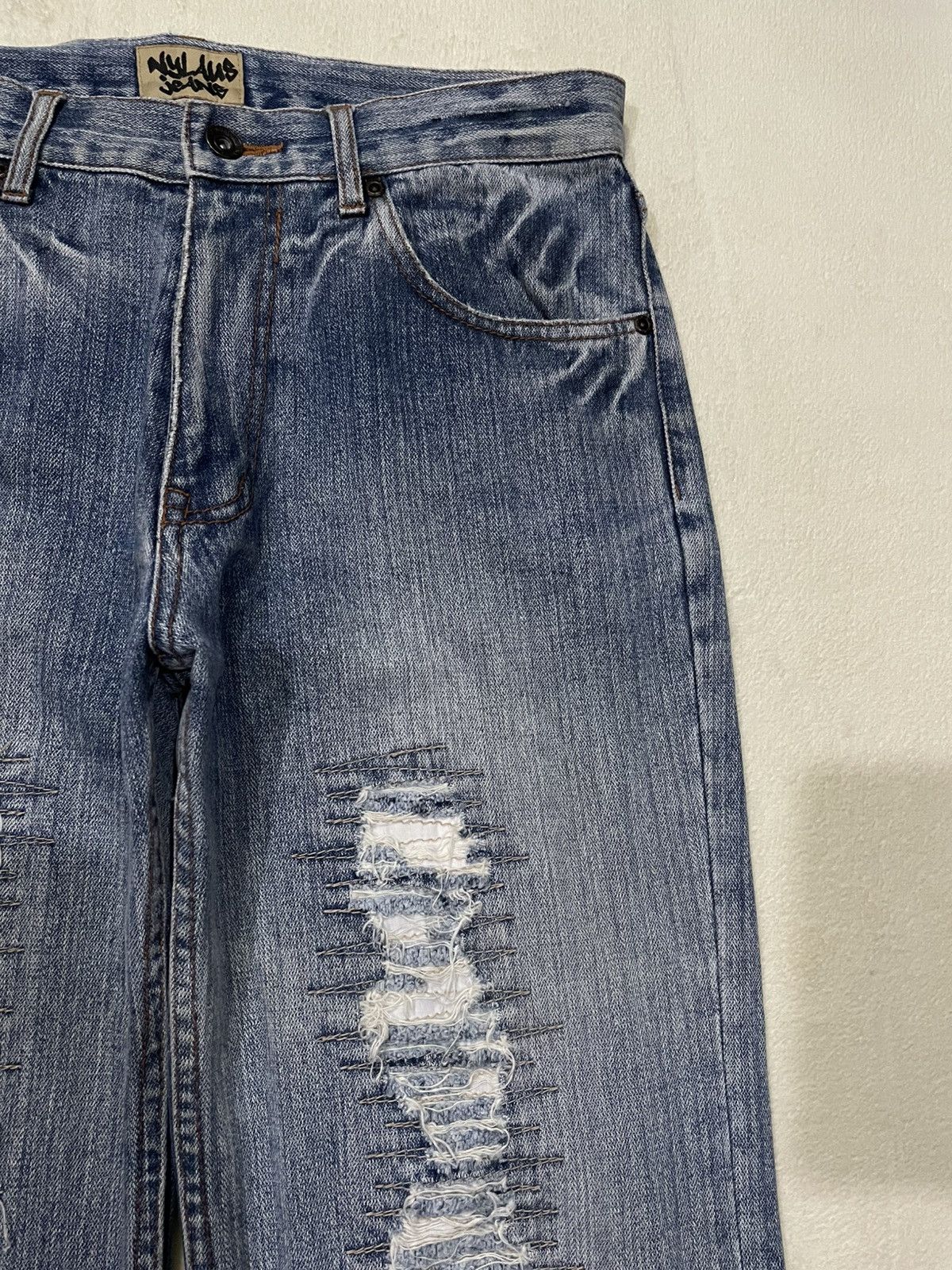 Japanese Brand Vintage Nylaus Jeans Distress Ripped Faded Denim Size US 32 / EU 48 - 4 Thumbnail