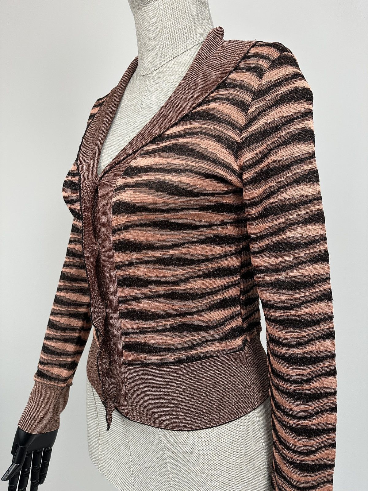Missoni MISSONI Tiger Stripe Cropped Cardigan Shawl Collar Size S Size S / US 4 / IT 40 - 5 Thumbnail