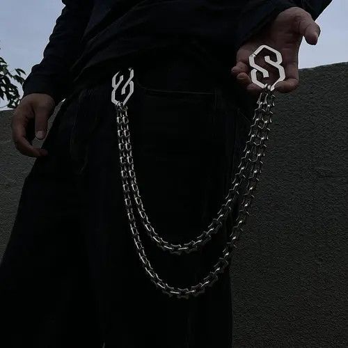 Jewelry Silver Double Chain Wallet Pants Accessory, Men's Chain Size ONE SIZE - 4 Thumbnail