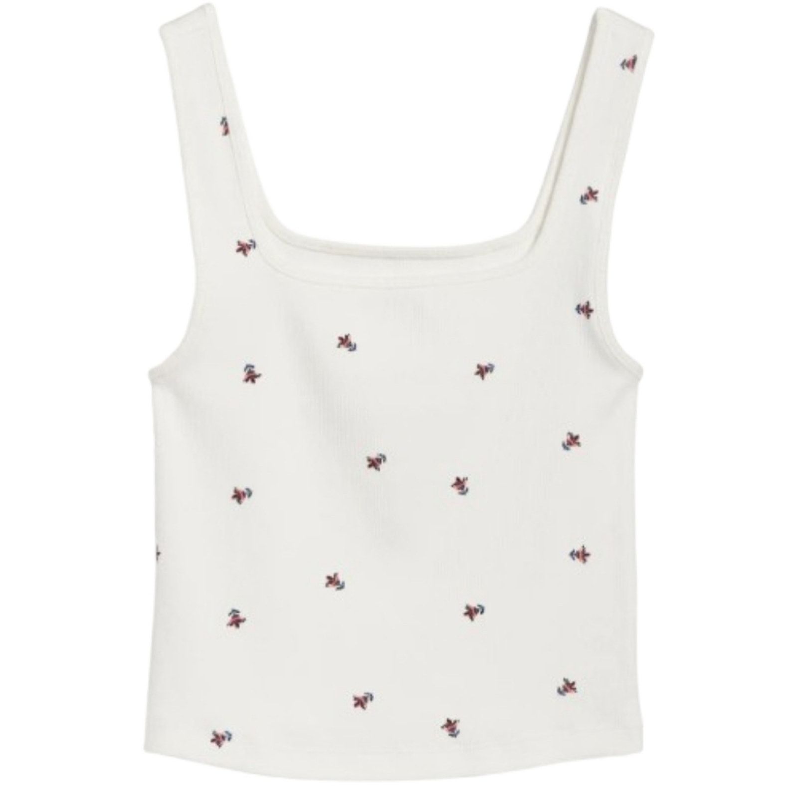 Old Navy OLD NAVY ☆ TINY FLOWERS ☆ WHITE RIBBED TANK TOP 3x ☆ NWT Size 3XL / US 20-22 - 6 Thumbnail