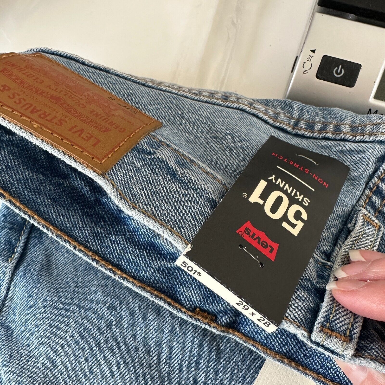 Lee NWT Lee 501 Skinny Non Stretch Distressed Button Jean 29 Size 29" - 10 Thumbnail