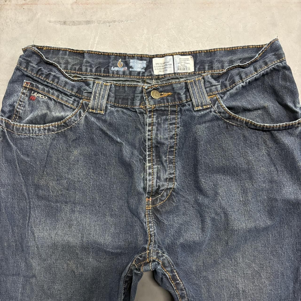 Vintage Crazy Vintage Y2K/2000s Straight Leg Dark Wash Flame Resistant Denim Jeans! Size US 36 / EU 52 - 4 Thumbnail