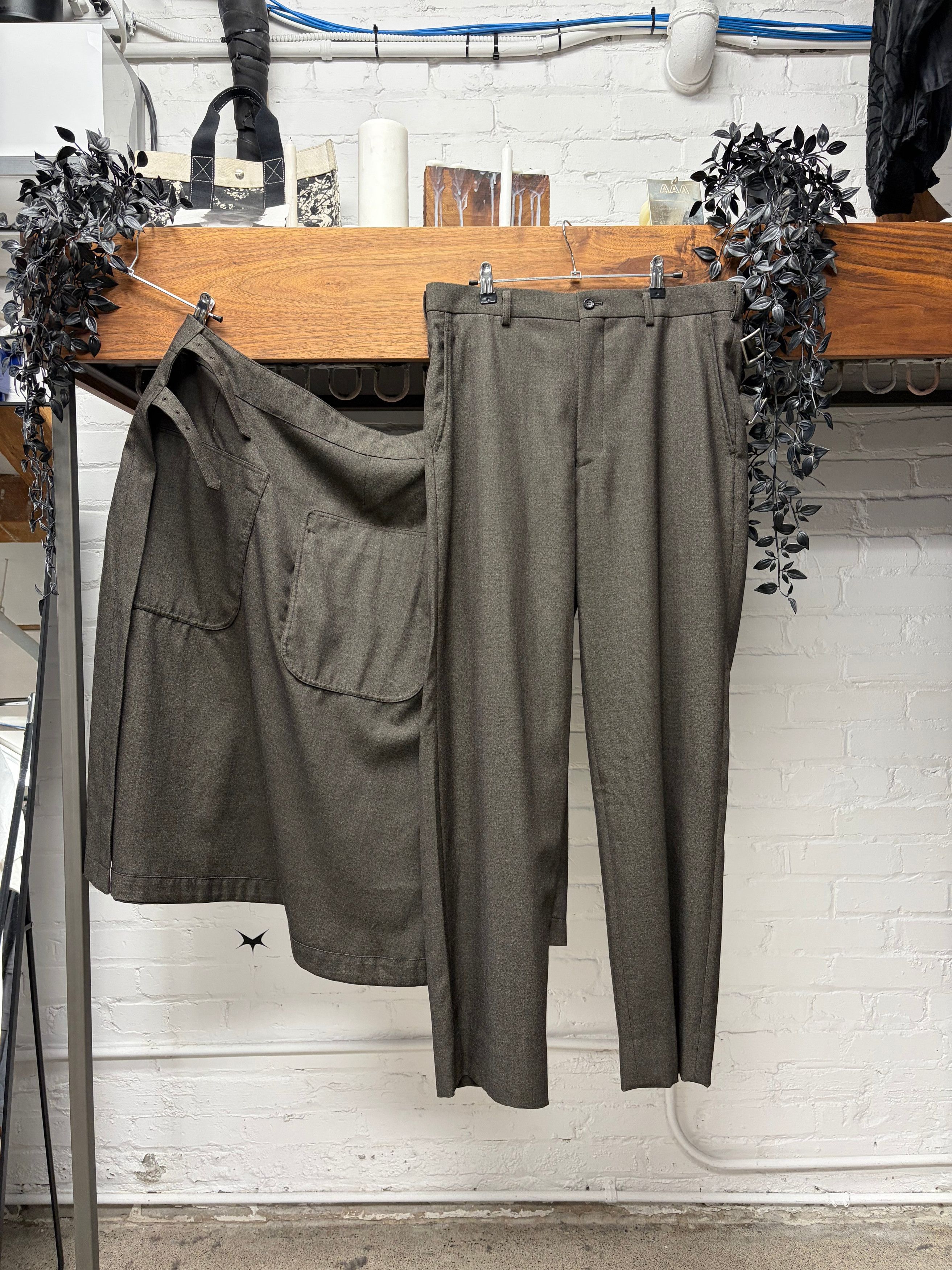 Comme des Garcons SS2025 Comme Des Garçons Homme Plus Skirted Layer Wool Wide Leg Trousers Size US 34 / EU 50 - 2 Thumbnail