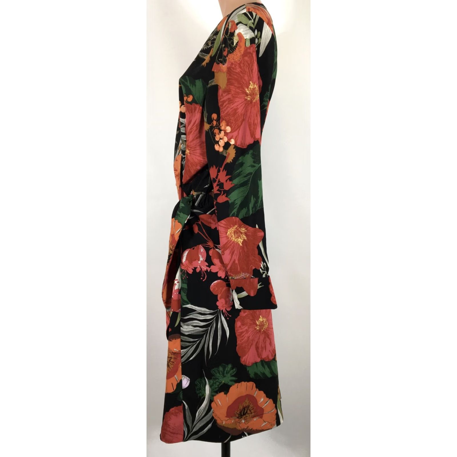Vintage GIBSON + LATIMER Wrap Ruffle Dress Tropical Floral Cascade Lon Sleeve Size L Size L / US 10 / IT 46 - 4 Thumbnail