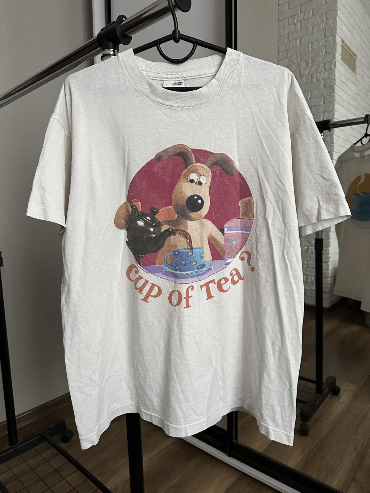 Vintage 1989 Wallace & Gromit Cup Of Tea Vintage Movie T-Shirt Tee Size US L / EU 52-54 / 3 - 1 Thumbnail