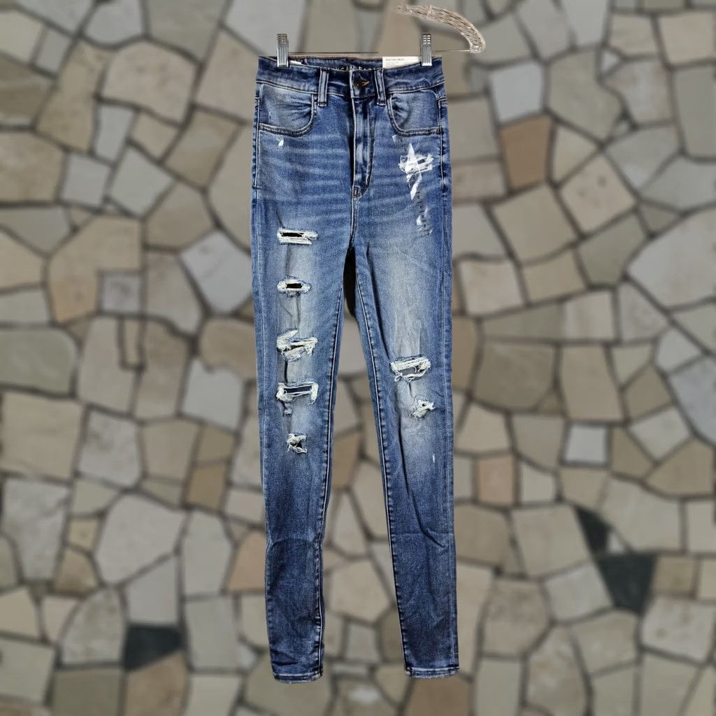 American Eagle Outfitters American Eagle Outfitters Women's Highest Rise Denim Jegging Size 2/26 Long Slim Blue Jeans 31in Inseam Regular Rise High Size 26" / US 2 / IT 38 - 1 Thumbnail