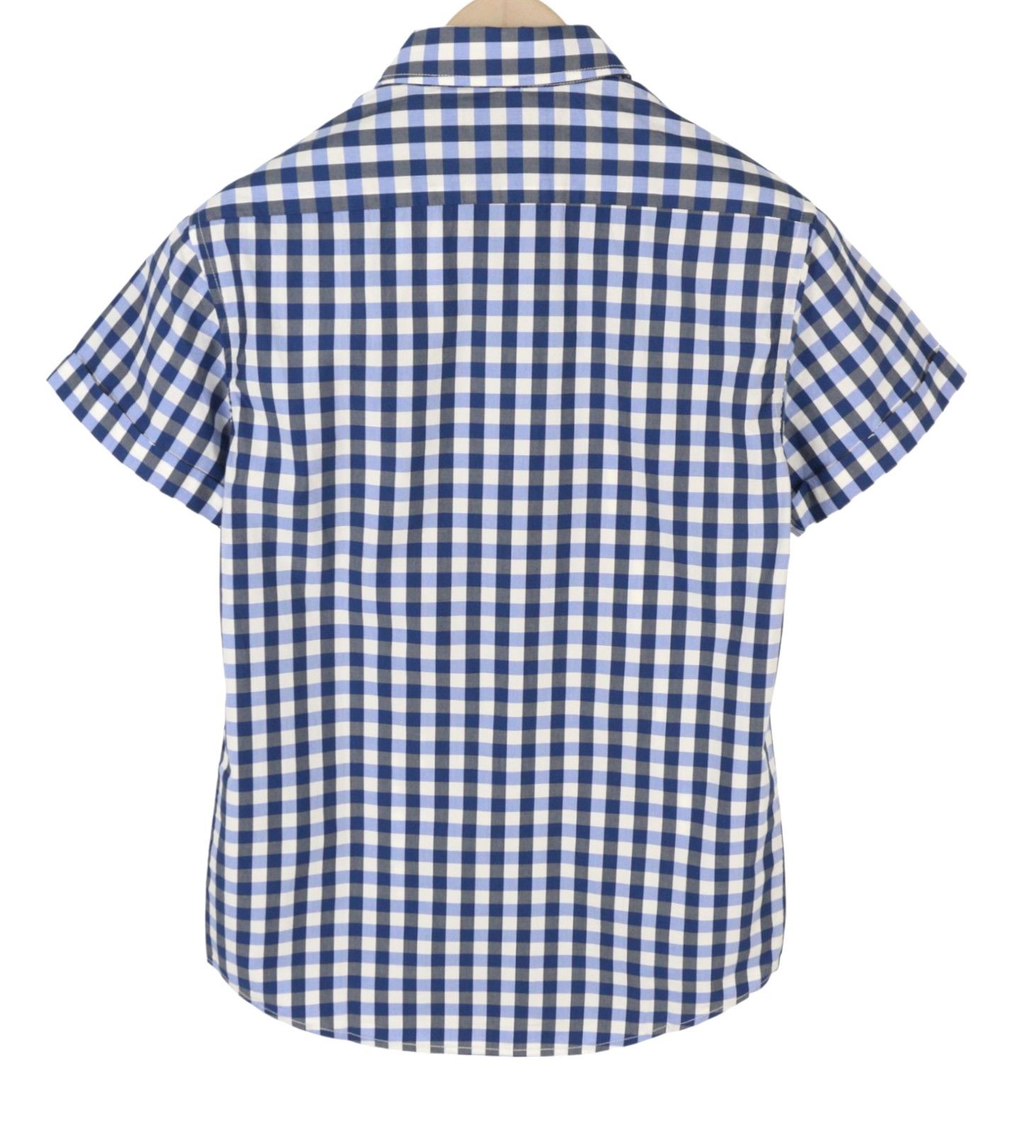 Scotch & Soda S Blue Checked Cutaway Button-Up Short Sleeve Shirt 89049 Size US S / EU 44-46 / 1 - 4 Thumbnail