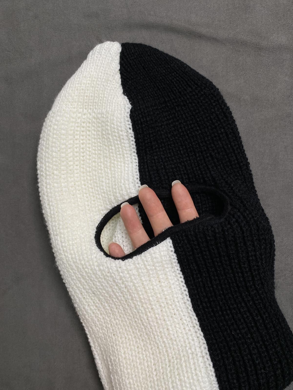 Japanese Brand 3 Hole Knit Goth Hiphop Balaclavas Ski Mask Black / White OS Size ONE SIZE - 4 Thumbnail