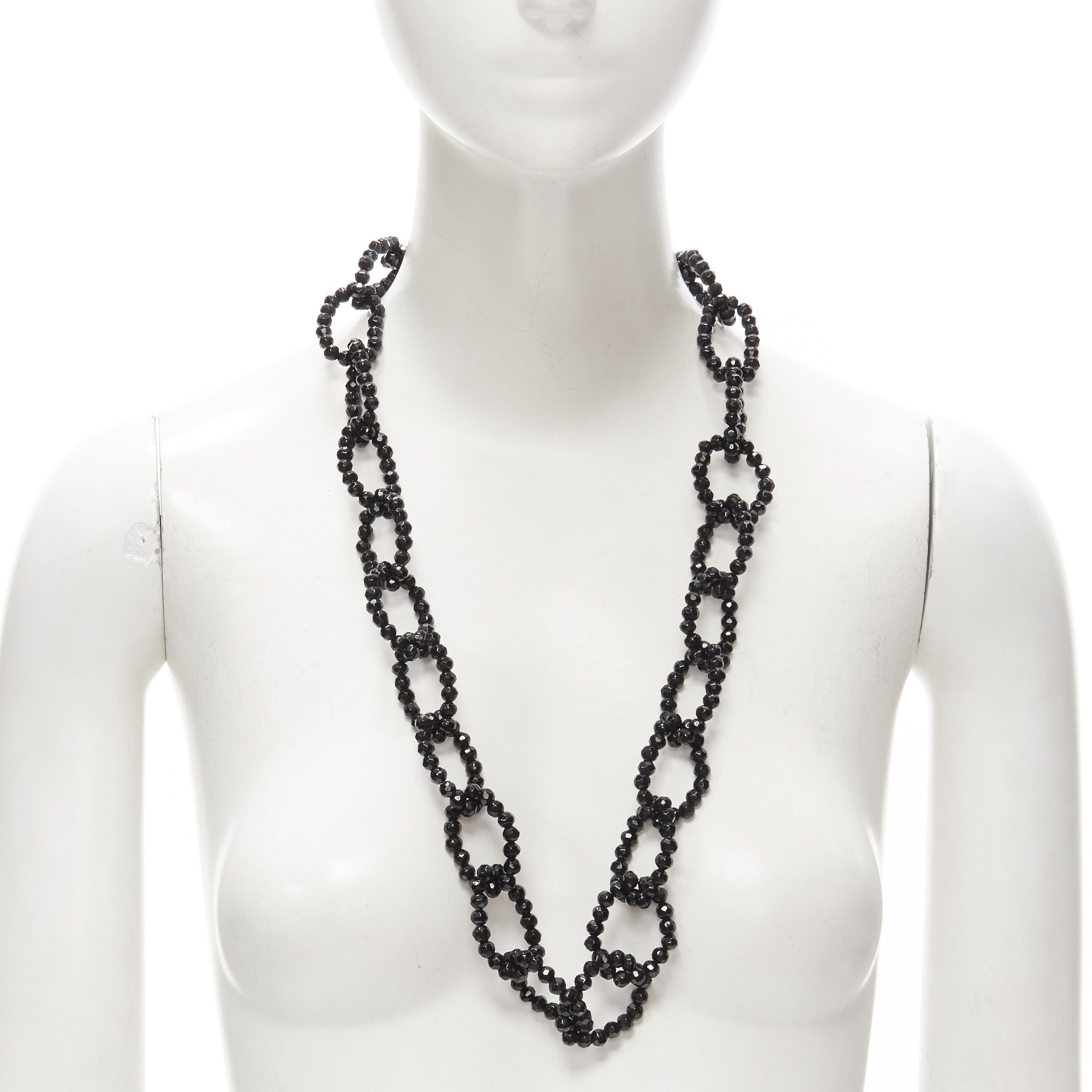 Other LEE ANGEL black beads loop chain long oversized statement necklace Size ONE SIZE - 1 Thumbnail