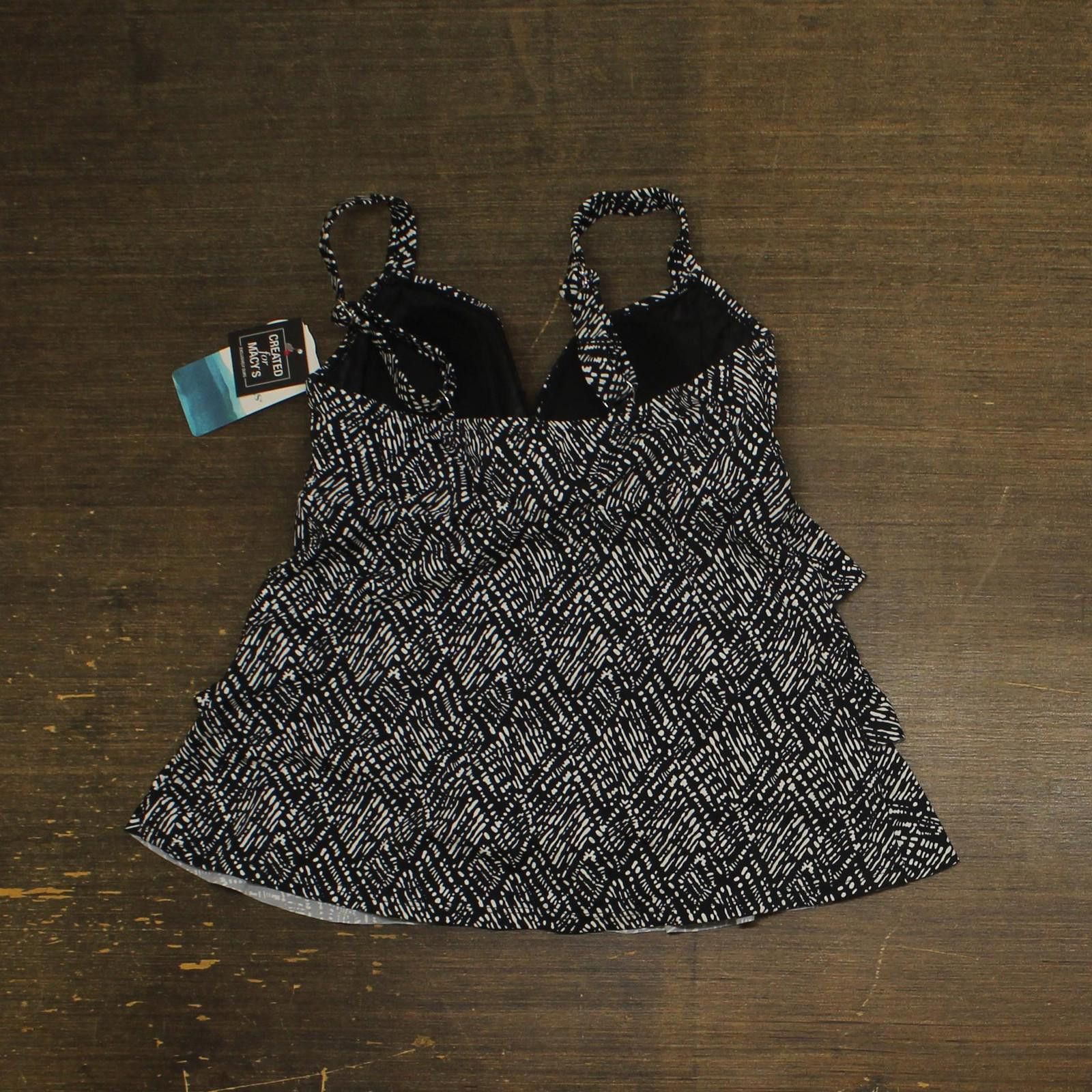 Other Nwt Swim Solutions Tier Tankini Swim Top Black / White 8 Size ONE SIZE - 2 Thumbnail