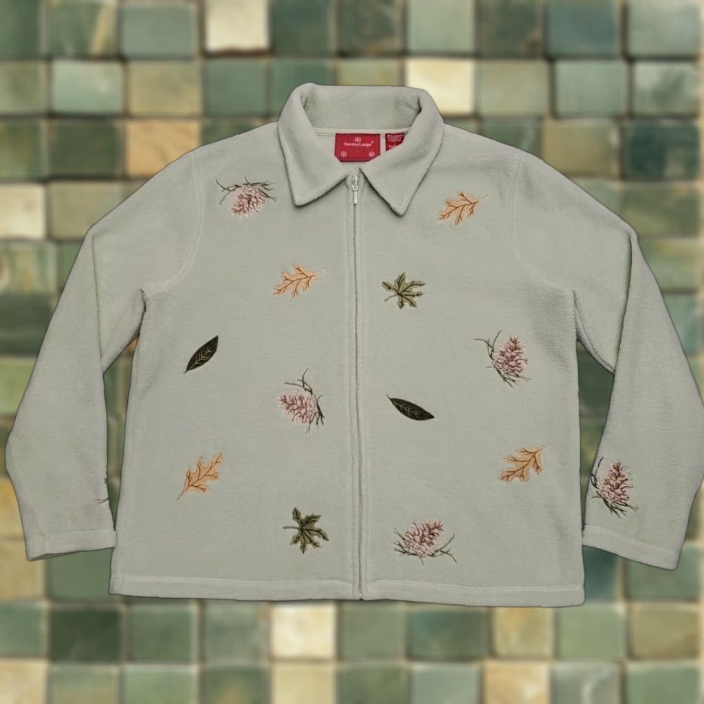 Etro VINTAGE Holiday Lodge Jacket Womens L Green Floral Embroidered Fleece Cottage Retro Size XL / US 12-14 / IT 48-50 - 1 Thumbnail