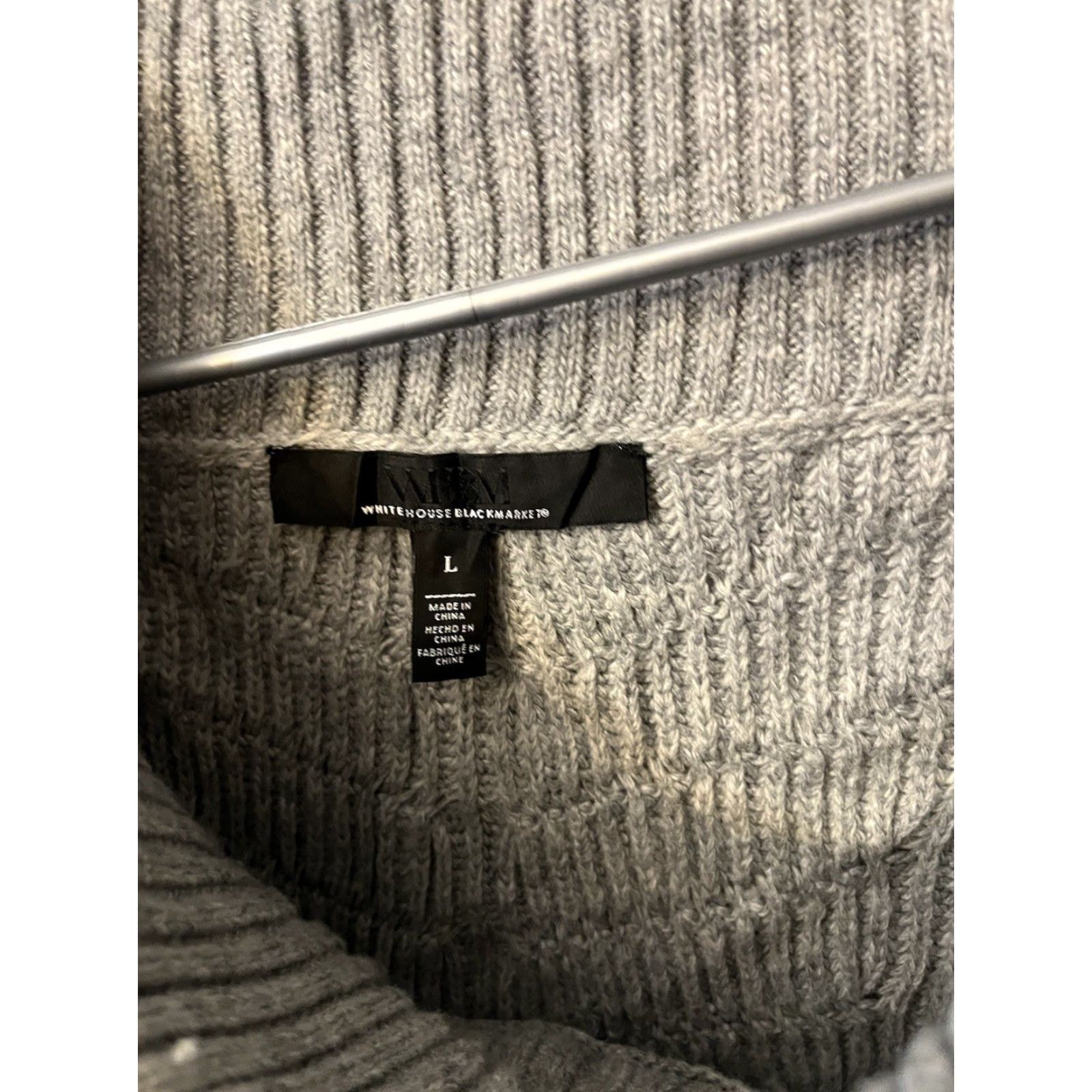 White House Black Market WHBM White House Black Market Sweater Womens Size L Gray Off-The-Shoulder Knit Pullover Long Sleeve Knit Classic Colorful Style Size L / US 10 / IT 46 - 3 Thumbnail