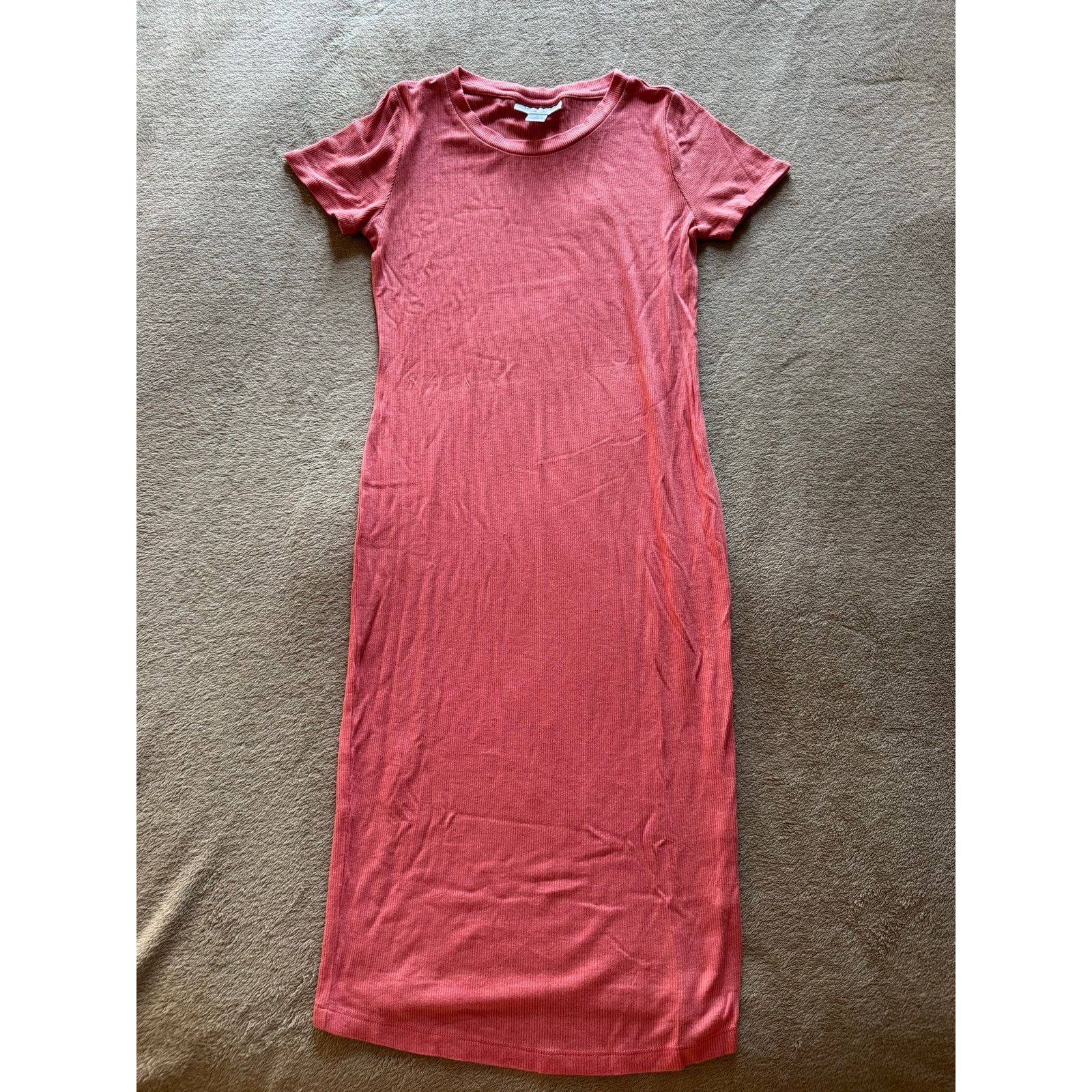 MOTHER Motherhood Maternity Pink Ribbed Midi Dress Fitted Bodycon Size S / US 4 / IT 40 - 4 Thumbnail
