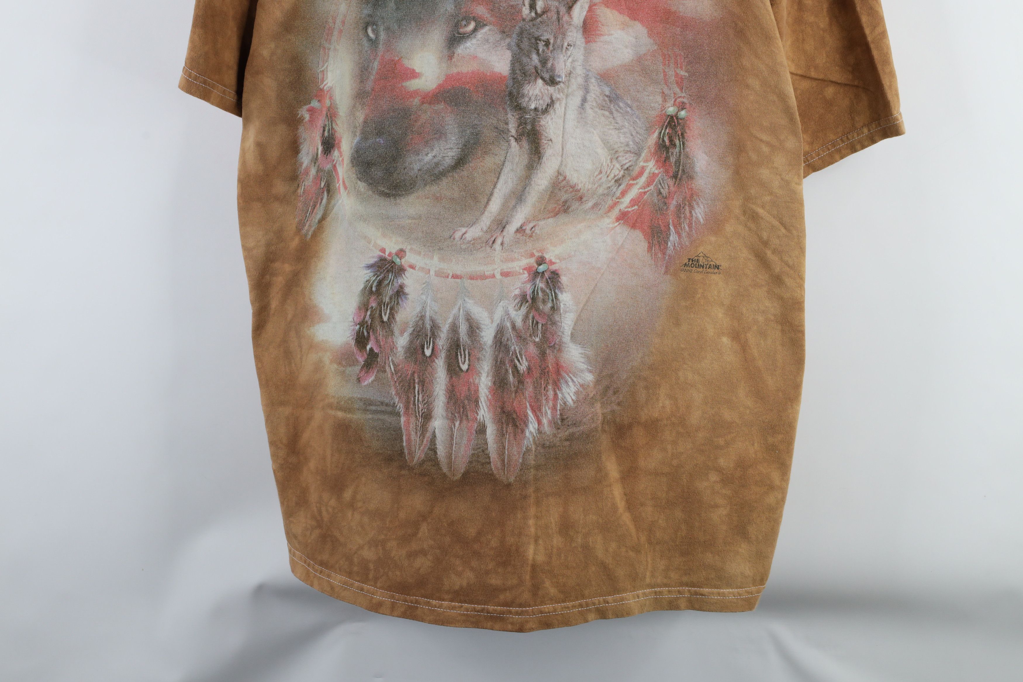 Vintage Vintage Y2K Streetwear Acid Wash Indian Wolf T-Shirt Brown Size US XXL / EU 58 / 5 - 3 Thumbnail