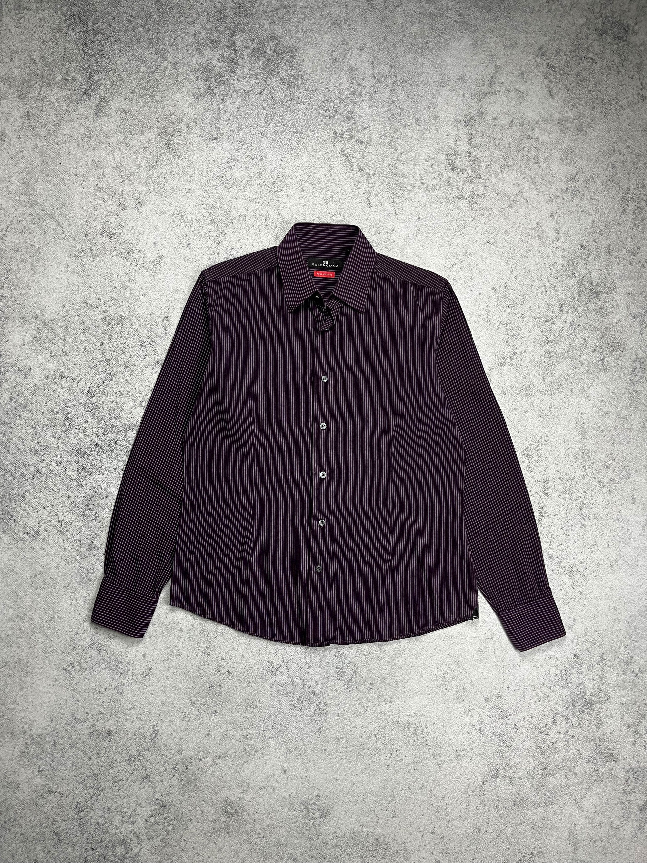 image of Balenciaga Striped Shirt in Navy Red, Men's (Size Medium)