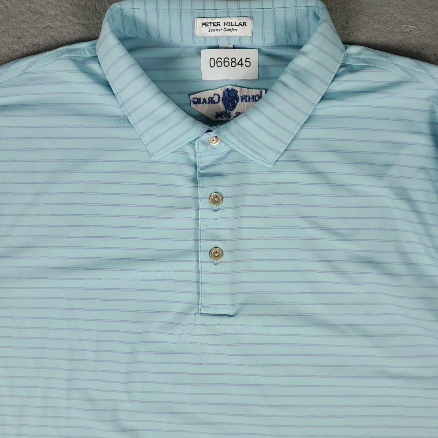 Peter Millar Peter Millar Polo Shirt Mens XL Blue Striped Short Sleeve Polo Button Logo Casual Activewear Golf Size US XL / EU 56 / 4 - 2 Thumbnail