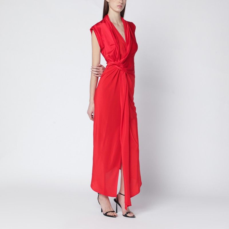 Victoria Beckham Victoria Beckham Red Woven Dress In Shiny Jersey Size S / US 4 / IT 40 - 1 Thumbnail