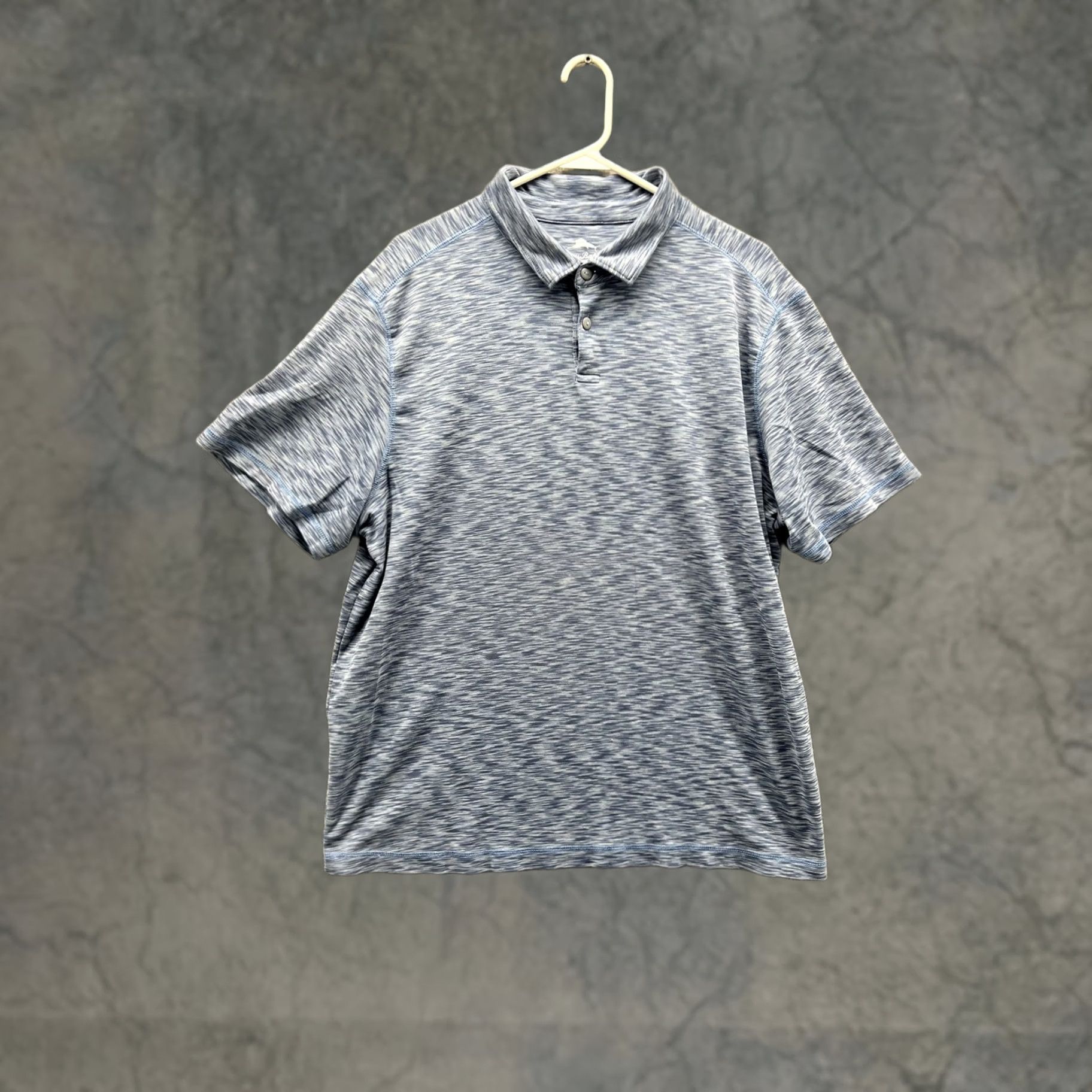 Tommy Bahama Tommy Bahama Polo Shirt Mens XL Blue Stripe Knit Heather Supima Cotton Blend Polo Shirt Short Sleeve Casual Size US XL / EU 56 / 4 - 1 Thumbnail