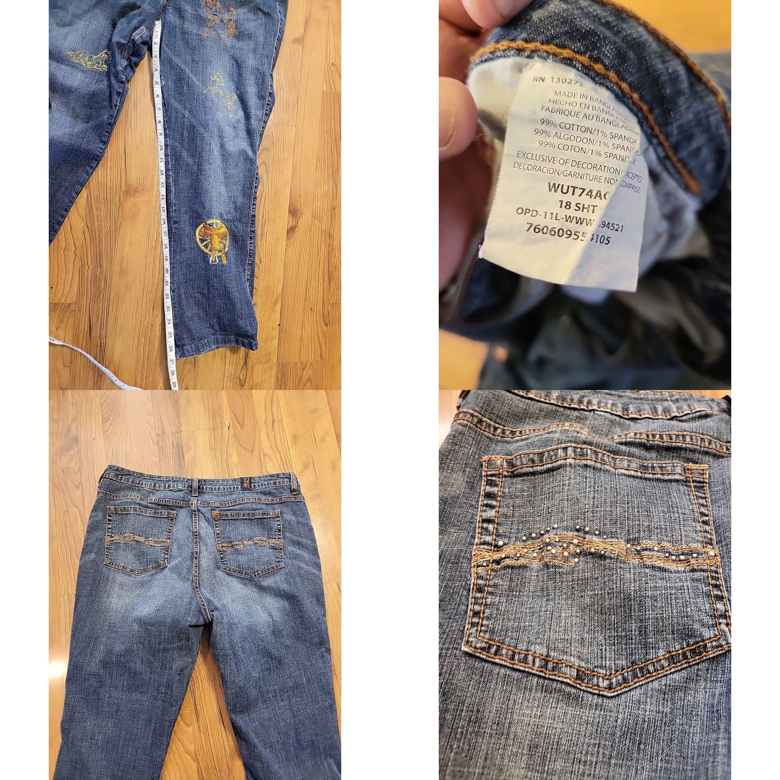 Vintage VINTAGE Aura Bootcut Jeans Women 18 Sht Embroidered Wrangler Blue Jeans Womens 18 Boys Girls? Size 40" / US 18 - 8 Thumbnail