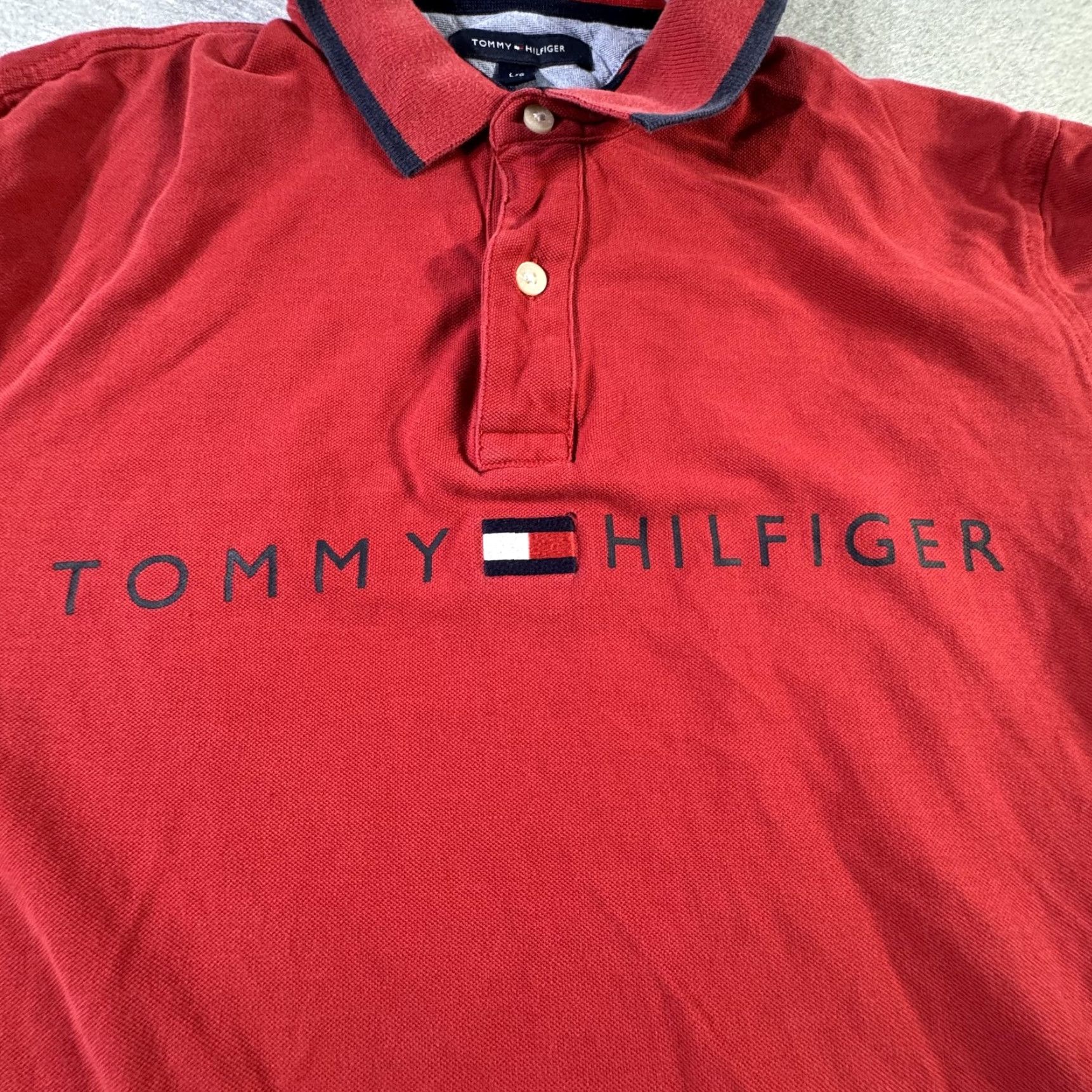 Tommy Hilfiger VINTAGE Tommy Hilfiger Polo Shirt Men Large Red Short Sleeve Casual Logo 90s Size US L / EU 52-54 / 3 - 2 Thumbnail
