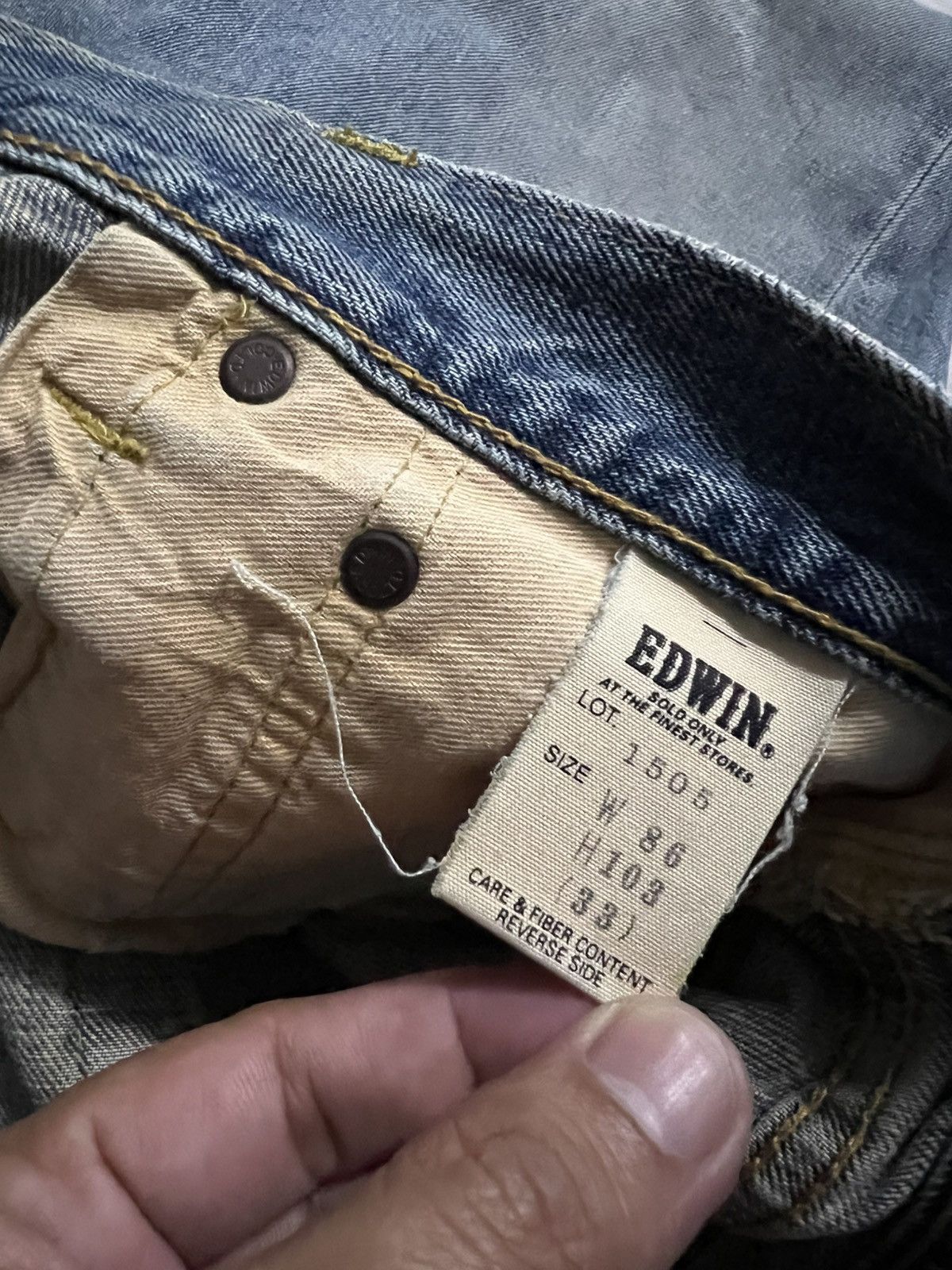 Edwin 💥Baggy💥Vintage Edwin 505 Distressed Selvedge Faded Jean Size US 32 / EU 48 - 21 Thumbnail