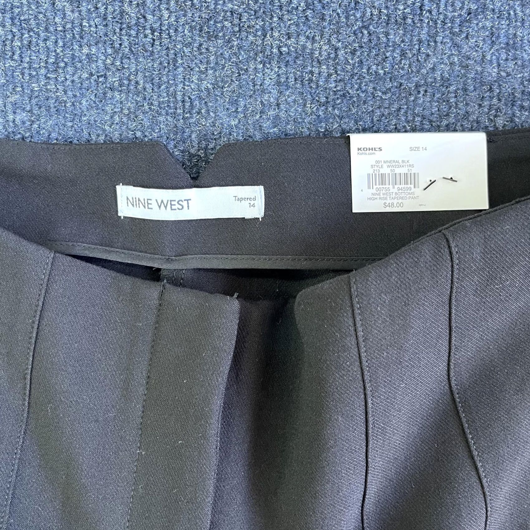 Nine West Nine West Dress Pants Womens 14 Black Tapered High Rise Slim Career Office Pants Size 36" / US 14 / IT 50 - 2 Thumbnail