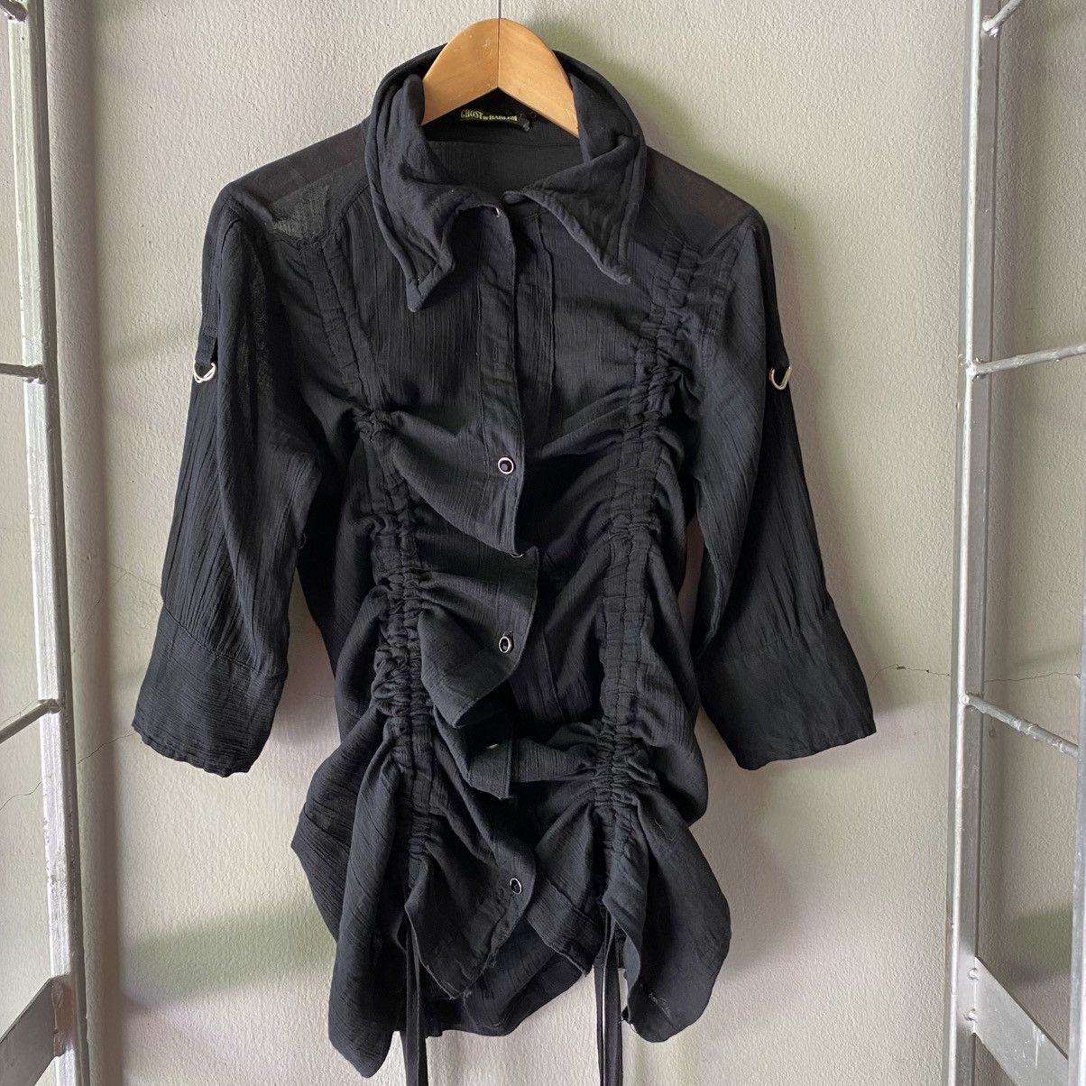 Designer × Japanese Brand GHOST of HARLEM Black Drawstring Bodycon Dress Size S / US 4 / IT 40 - 3 Thumbnail